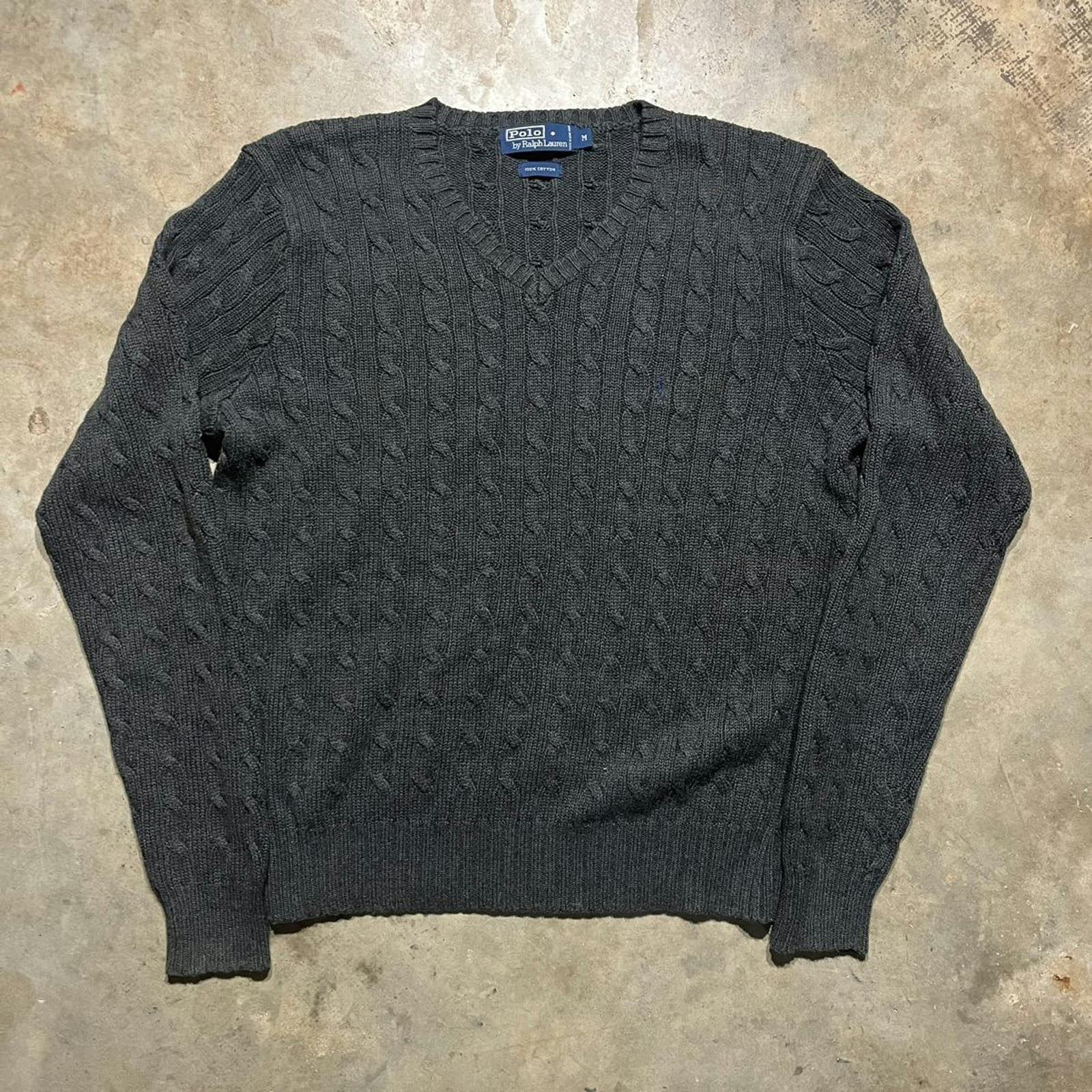 Polo Ralph Lauren Vintage 90s Polo Ralph Lauren Grey Cable Knit V