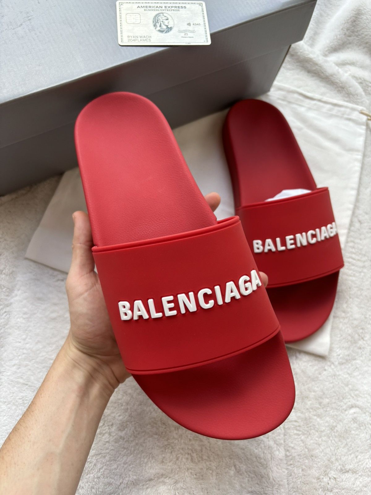 Balenciaga Balenciaga Red Logo Slides Size US 14 / EU 47 - 2 Thumbnail
