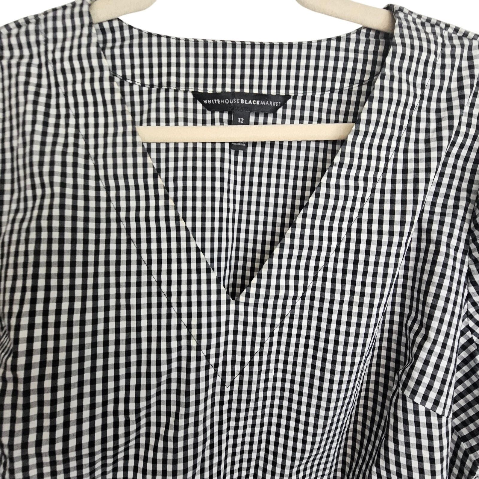 White House Black Market White House Black Market Emma Gingham Poplin Blouse Size 12 Size XL / US 12-14 / IT 48-50 - 2 Thumbnail
