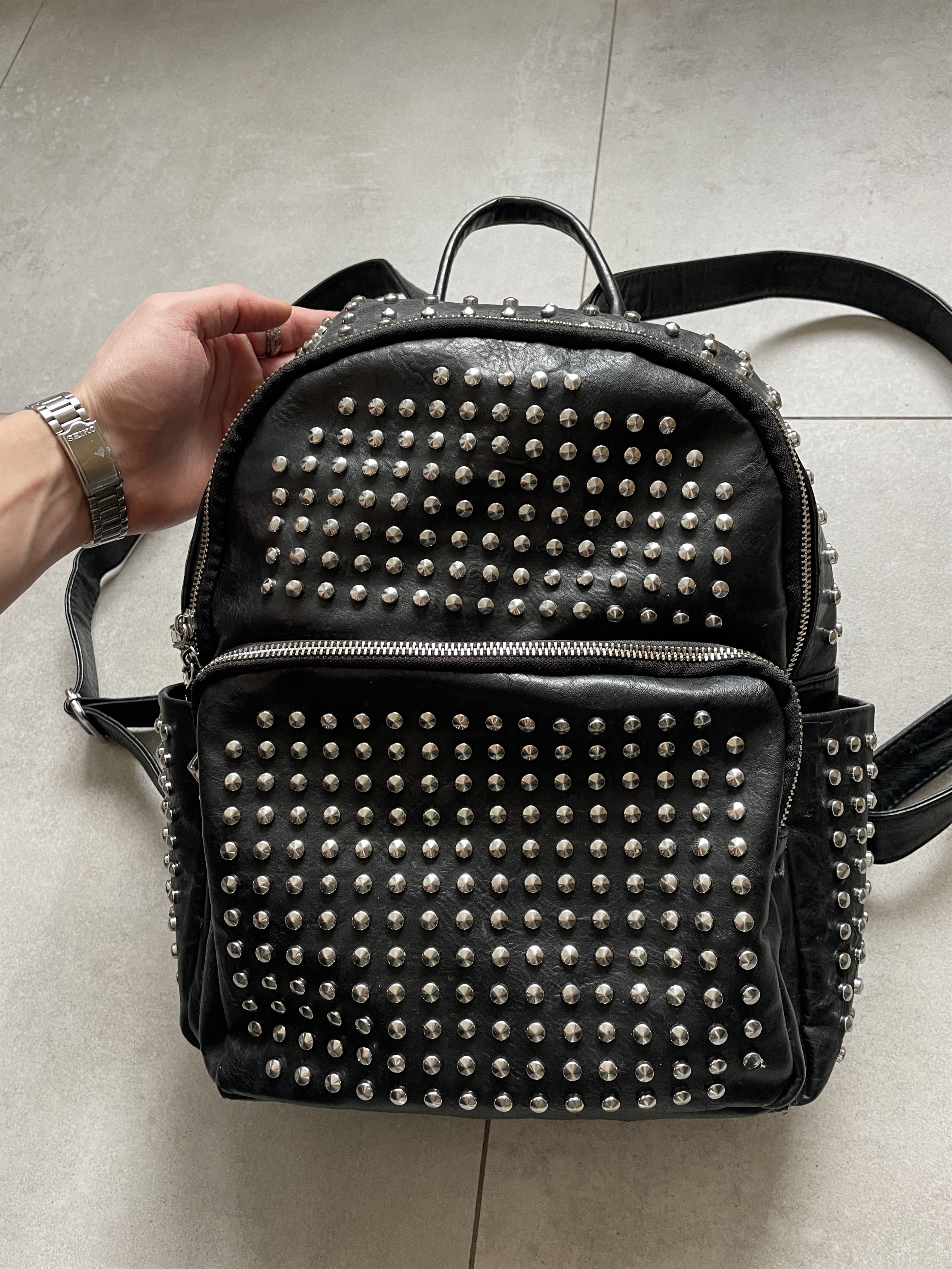 Swagger Y2K BLACK ECO LEATHER STUDDED MCM TYPE BLACK BACKPACK Size ONE SIZE - 2 Thumbnail