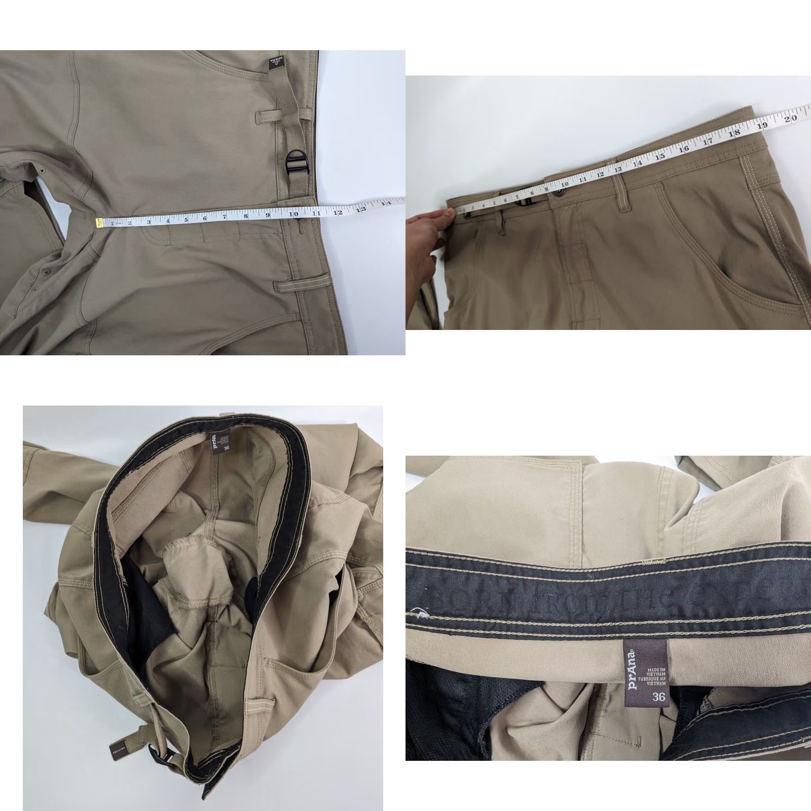 Prana Prana Stretch Zion Beige Khaki Hiking Pants Men's Size 36 Stretch Pants Regular Beige M4ST32116 Snap Roll Up Size US 36 / EU 52 - 8 Thumbnail