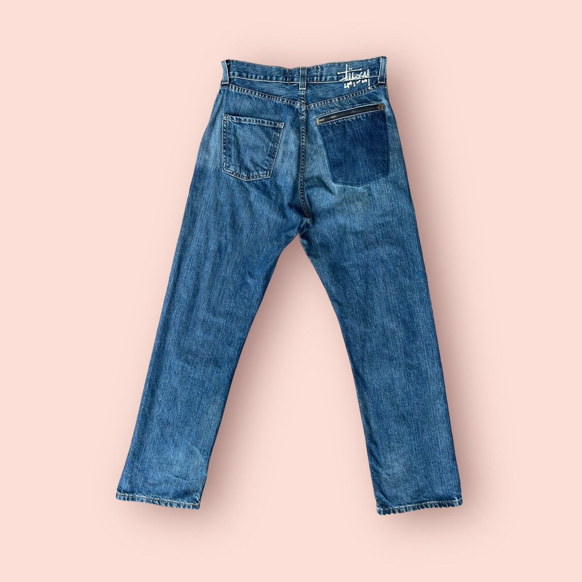 image of Stussy Jeans Straight Cut Workwear Denim in Blue Denim, Men's (Size 29)