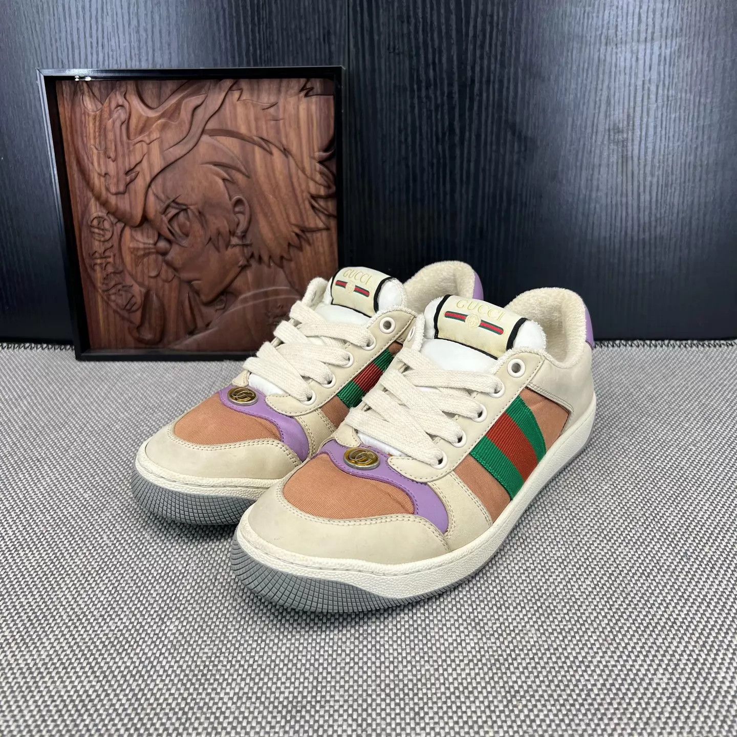 Gucci Gucci Ace Distressed Sneaker Dusty Purple 37 Size US 6.5 / IT 36.5 - 1 Thumbnail