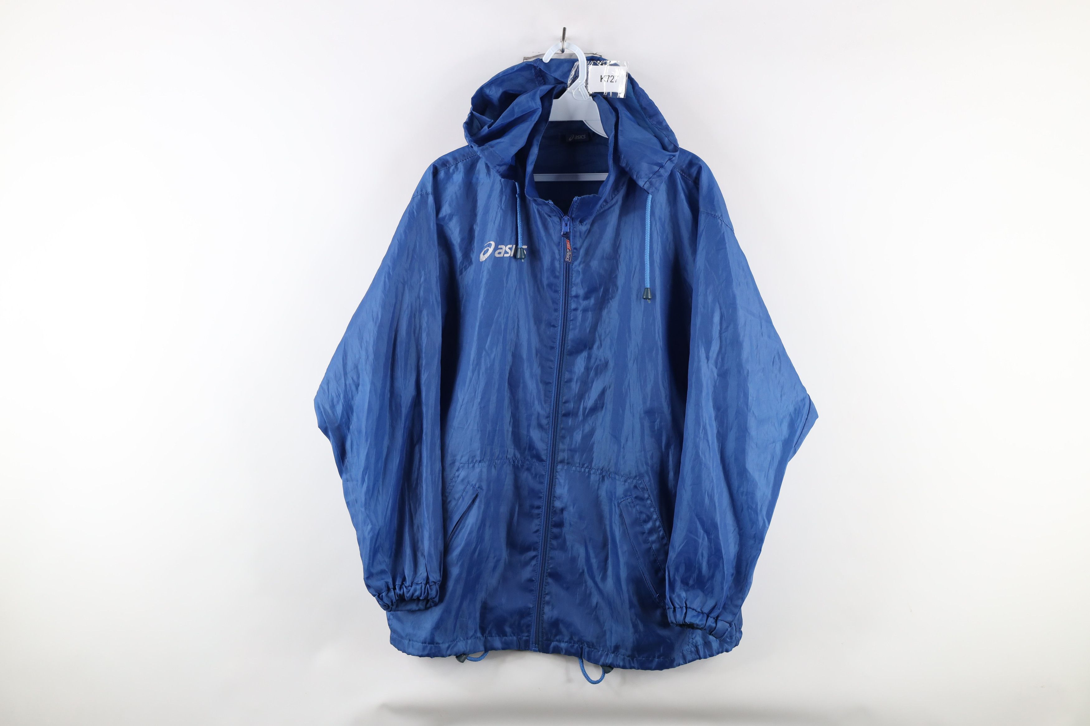 Asics × Vintage Vintage 90s Asics Out Lightweight Hooded Windbreaker Jacket Size US XL / EU 56 / 4 - 1 Thumbnail