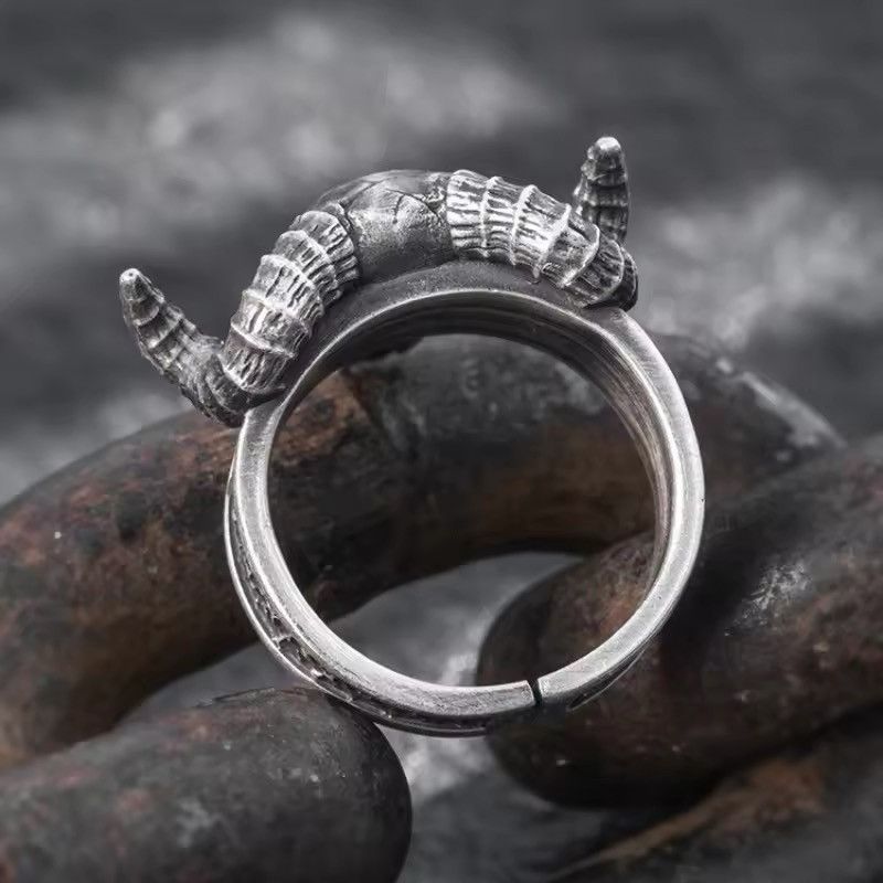Other Punk Style Skull Sheep Head Adjustable Ring Size ONE SIZE - 5 Thumbnail