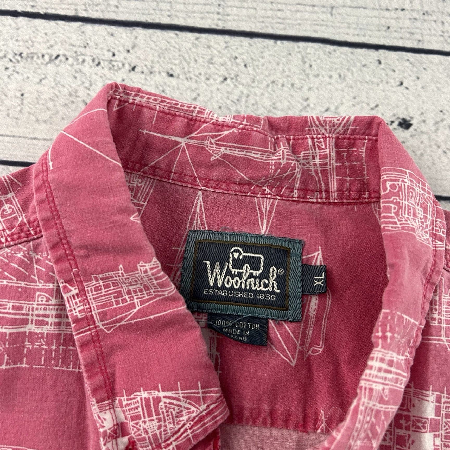 Vintage Vintage Woolrich Sailboat Print Short Sleeve Button Front Shirt Men's XL Pink Size US XL / EU 56 / 4 - 2 Thumbnail