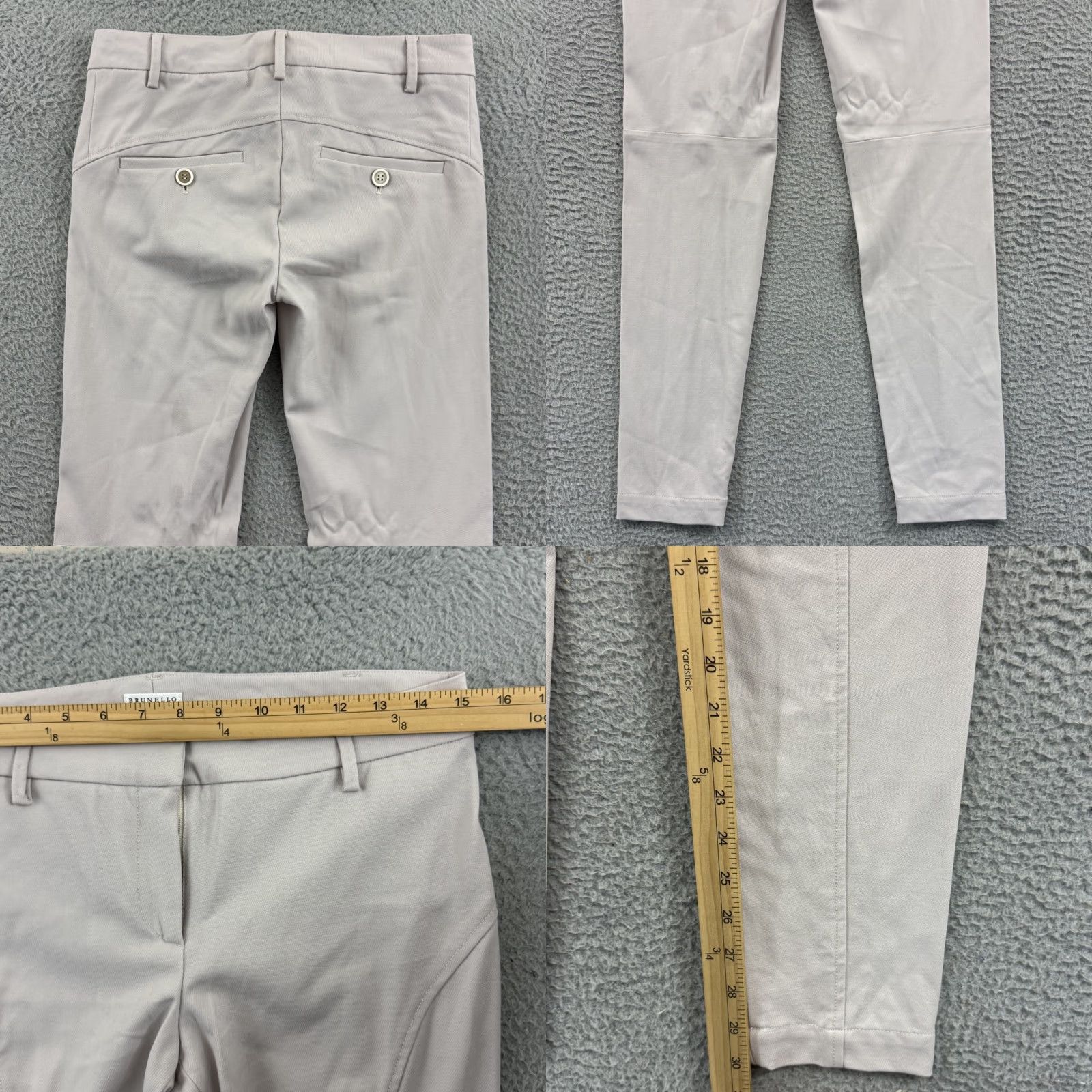 Brunello Cucinelli VINTAGE Brunello Cucinelli Pants Womens 6 Ivory Twill Flat Front Trousers Preppy Italy Size 28" / US 6 / IT 42 - 8 Thumbnail