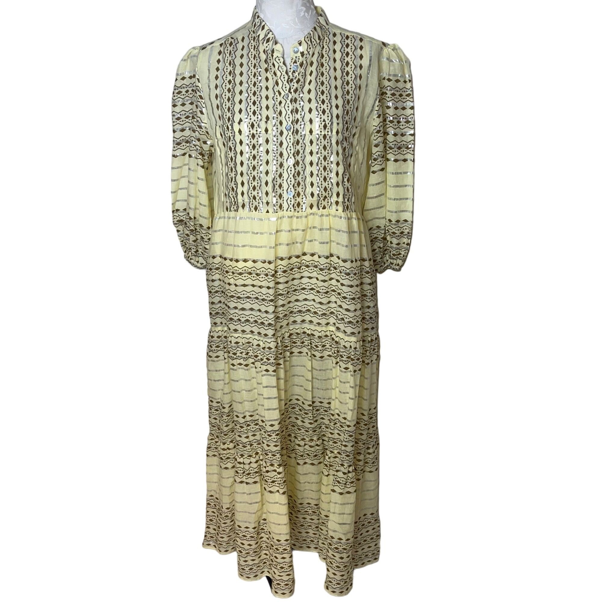 image of Valerie Khalfon Womens Dress Size Large Yellow Maxi