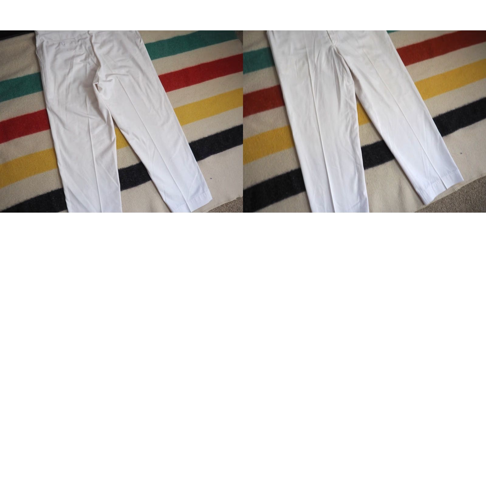 Vintage VINTAGE Angelica White 35x29 Polycotton Twill Chino Work Pants Men 1970s 60s 70s Rockabilly Straight Leg USA Size US 35 - 8 Thumbnail