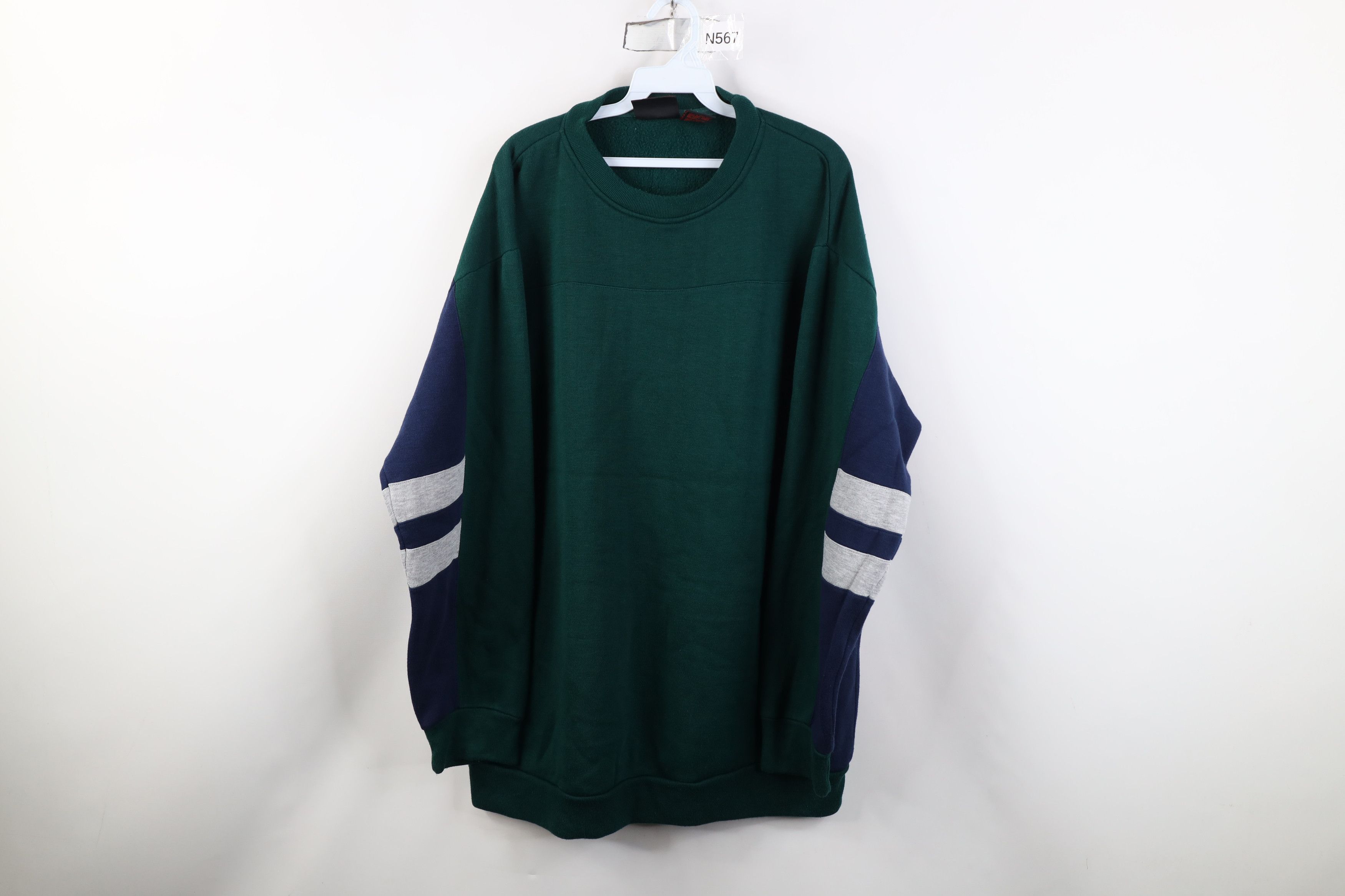 Vintage Vintage 90s Streetwear Block Striped Crewneck Sweatshirt Size US XL / EU 56 / 4 - 1 Thumbnail
