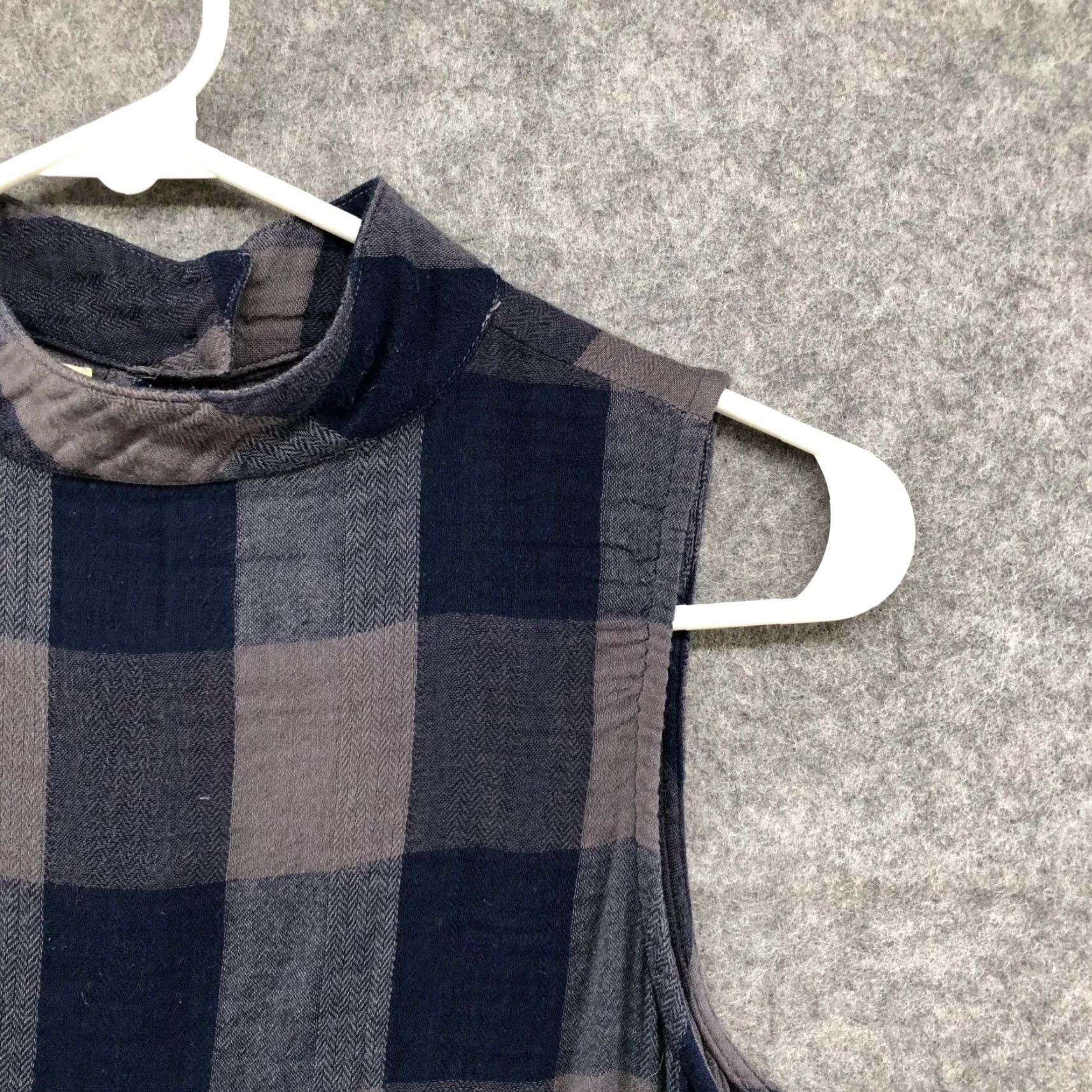 CLOT Cloth & Stone Plaid Mini Dress Sleeveless XS Gray Gauze Mock Neck Casual Womens Dress Size XS / US 0-2 / IT 36-38 - 5 Thumbnail