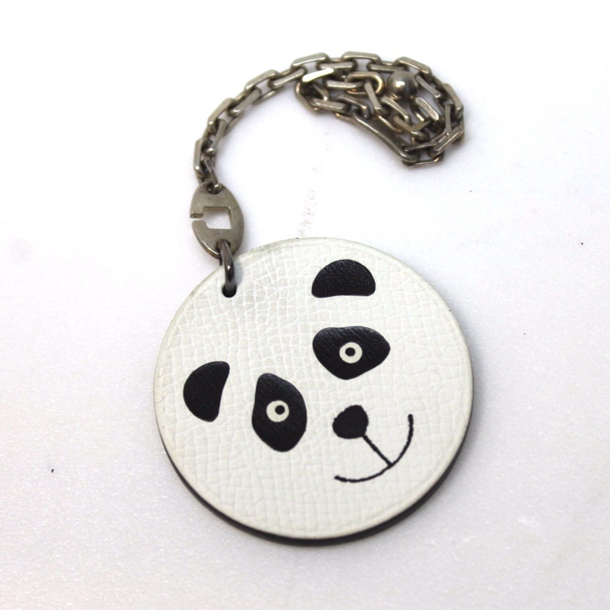 Hermes HERMES Noe Panda Animal Keychain for Men and Women, Leather SV925, White x Black, Size ONE SIZE - 1 Thumbnail