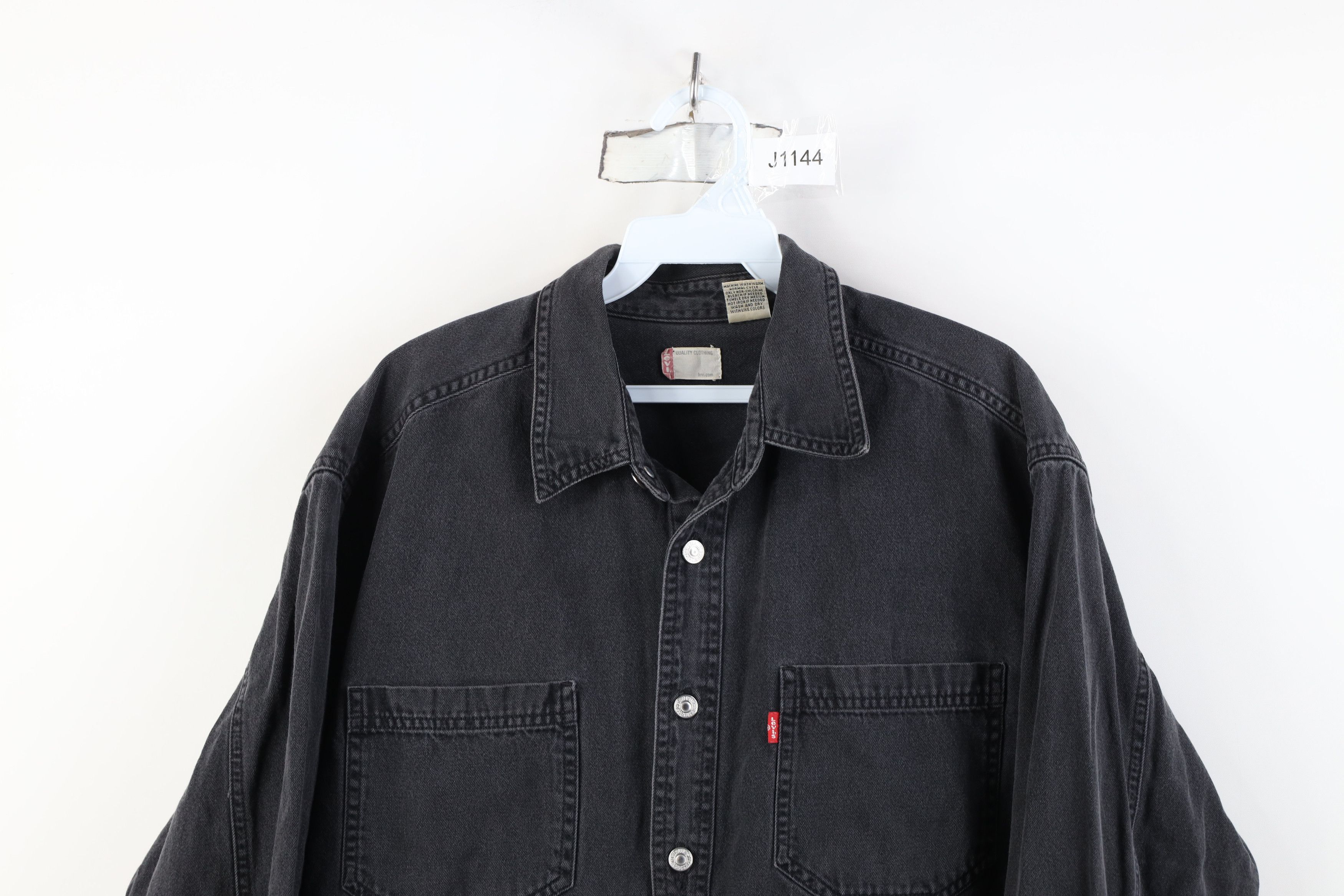 Levi's Vintage Y2K 2003 Levis Denim Jean Collared Buton Shirt Black Size US M / EU 48-50 / 2 - 2 Thumbnail