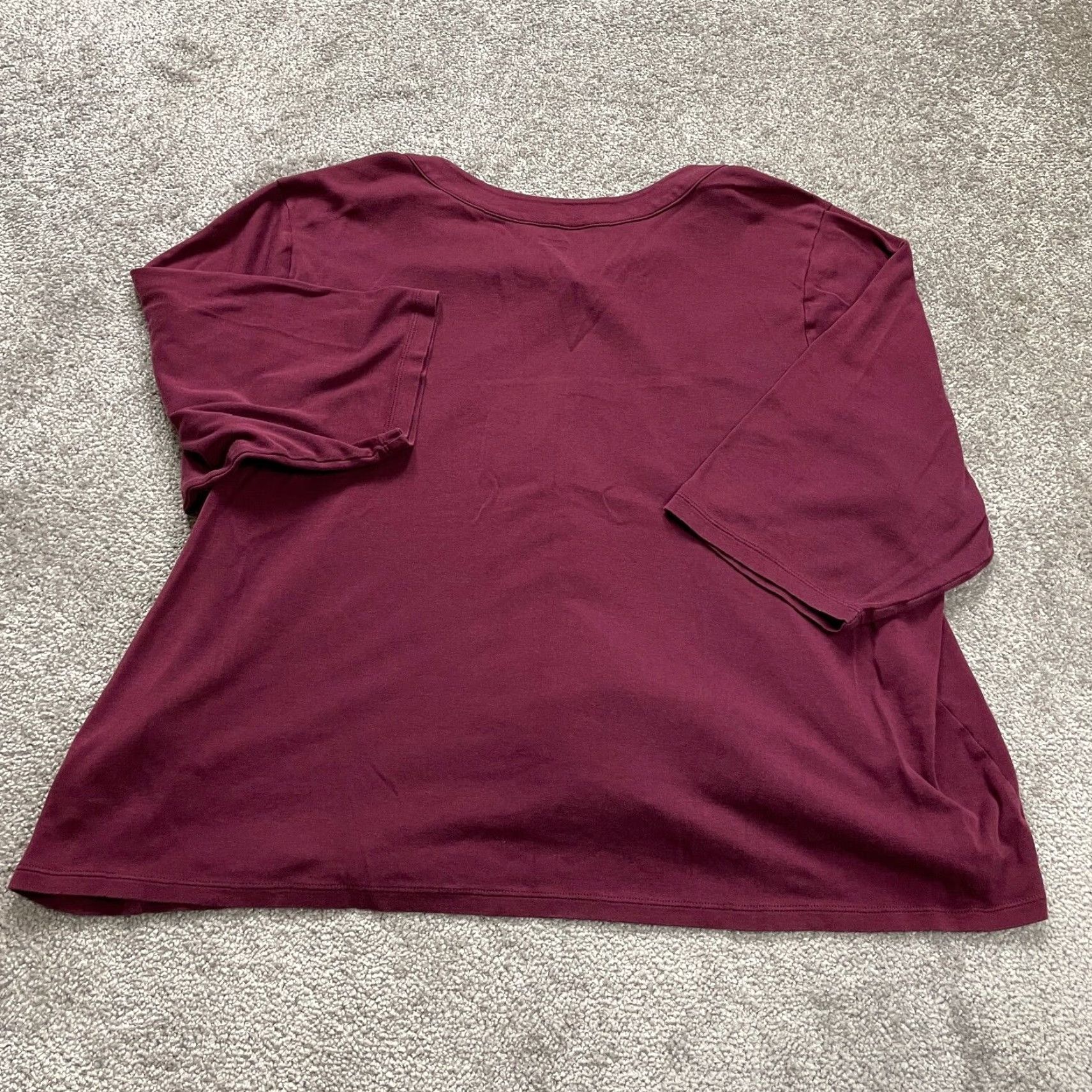 Lands' End Lands' End Womens T-Shirt 3XL Casual V-Neck Short Sleeve Cotton Modal Spandex Red Size XXL / US 16-18 / IT 52-54 - 2 Thumbnail
