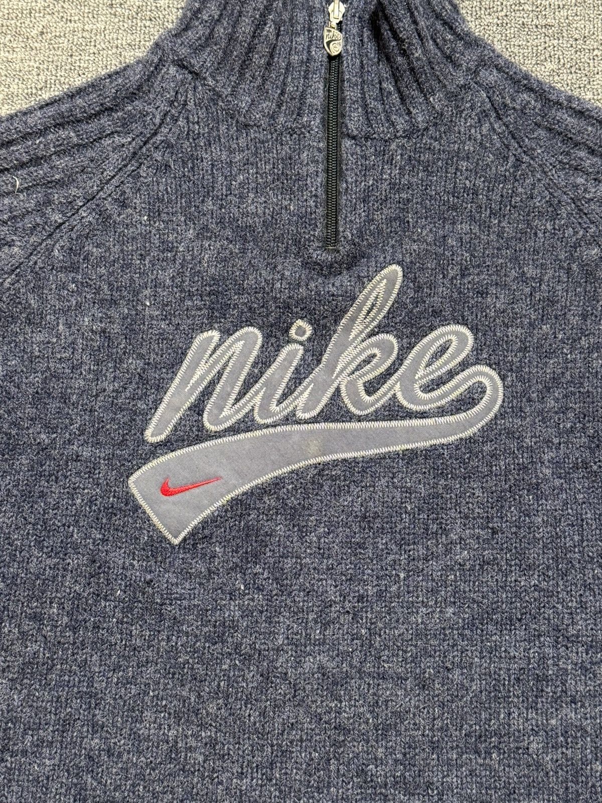 Nike Vintage Nike Men’s XL Grey Wool 1/4 Zip Sweater Pullover Size US XL / EU 56 / 4 - 4 Thumbnail