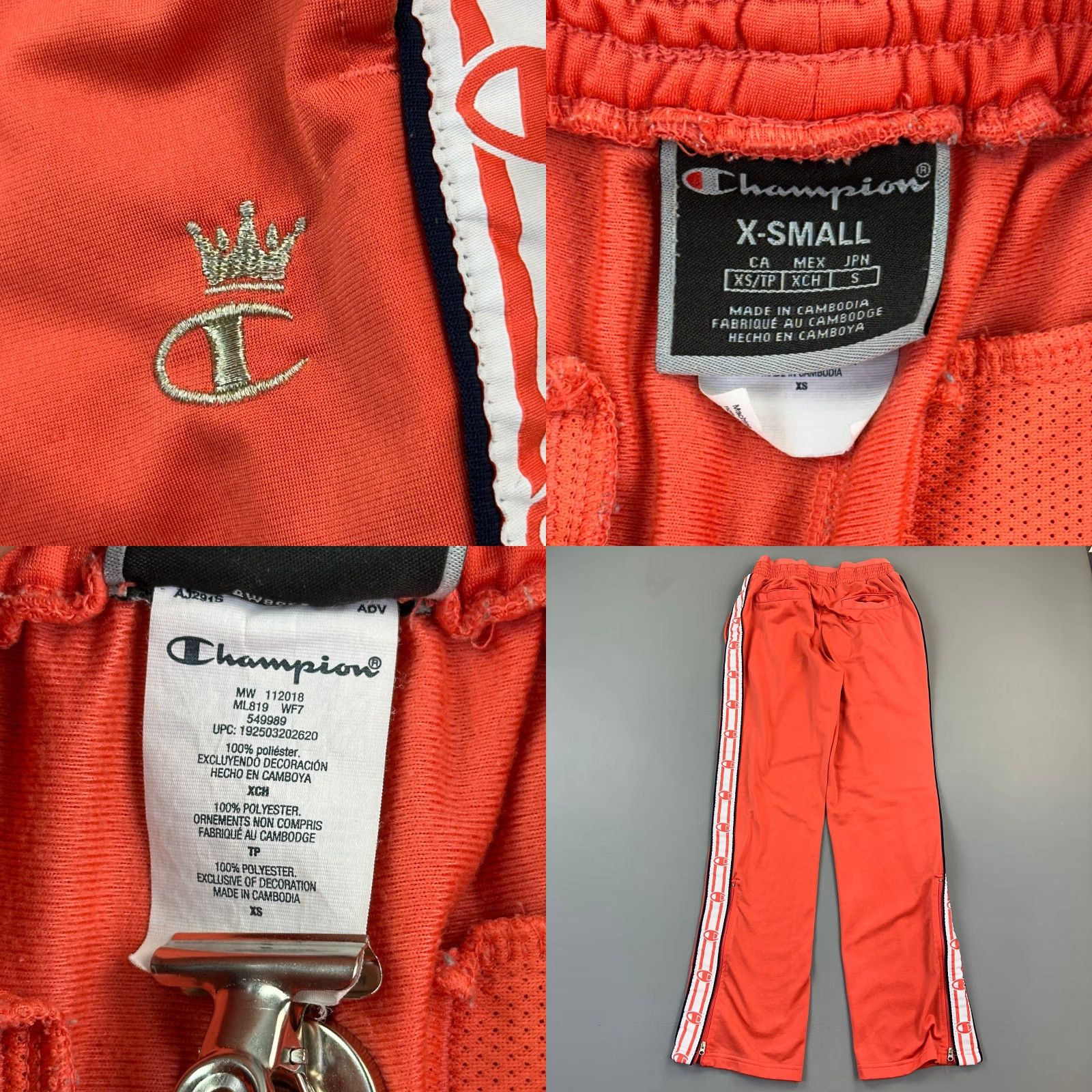 Champion Champion Track Pants Women's XS Paprika Logo Tape Ankle Zip Pull On Active Size 26" / US 2 / IT 38 - 8 Thumbnail