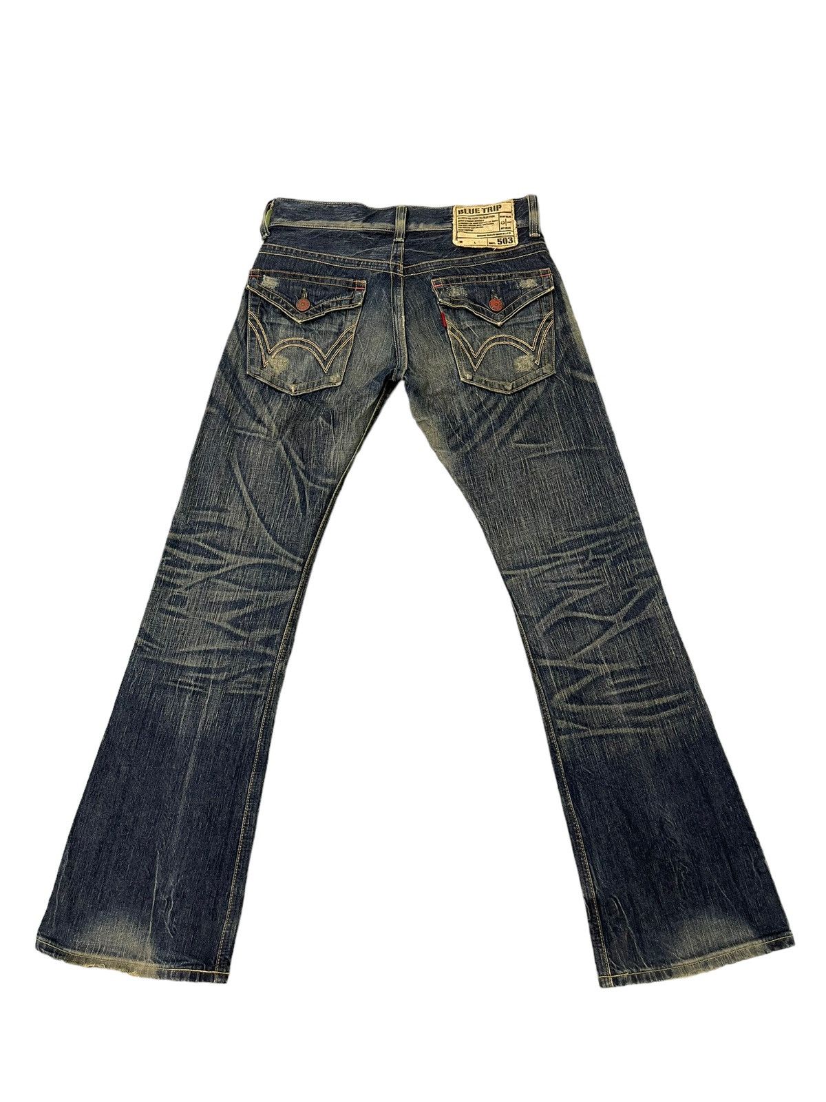 Edwin Flare Jeans Edwin Japan Distress Low Rise Boot Cut 7🟦0 Size US 31 - 12 Thumbnail