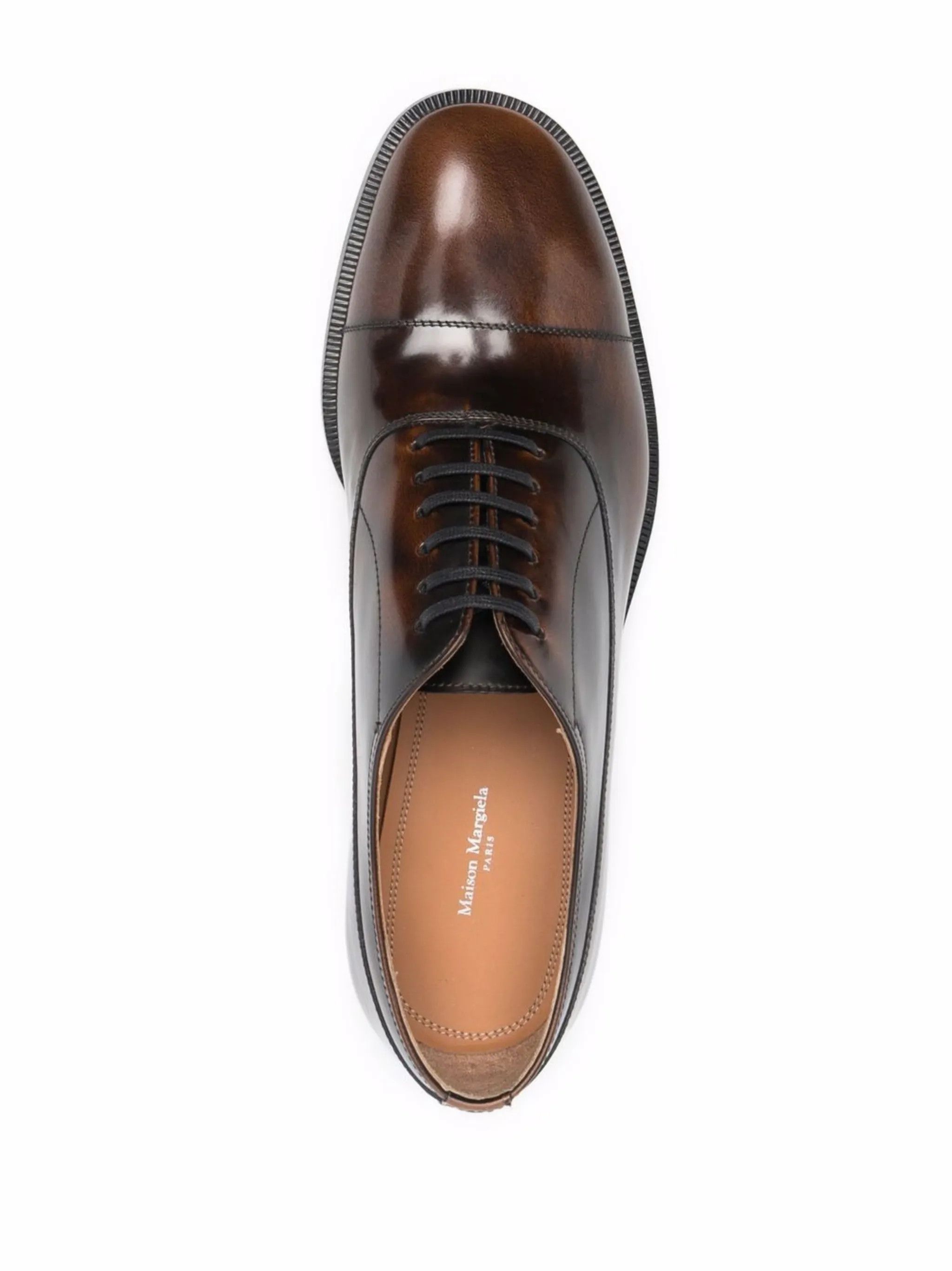 Maison Margiela o1w1db10425 Waxed Leather Oxford Shoes in Burgundy/Black Wax Size US 13 / EU 46 - 4 Thumbnail