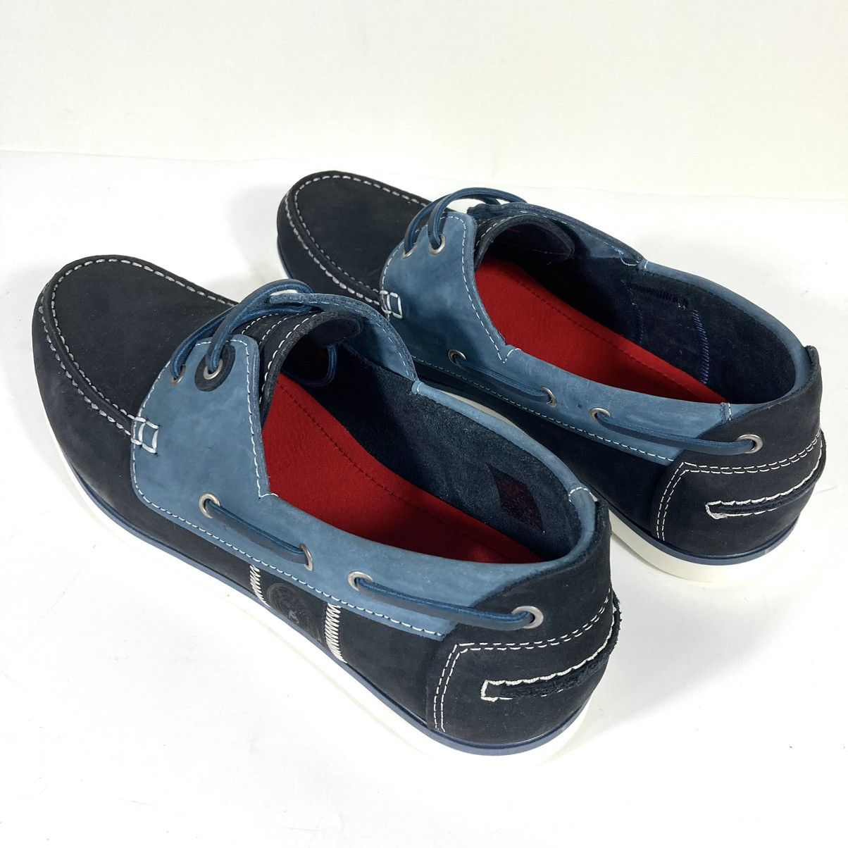Barbour Barbour Mens Leather & Suede Wake Boat Shoes Washed Blue 12 Size US 12 / EU 45 - 4 Thumbnail