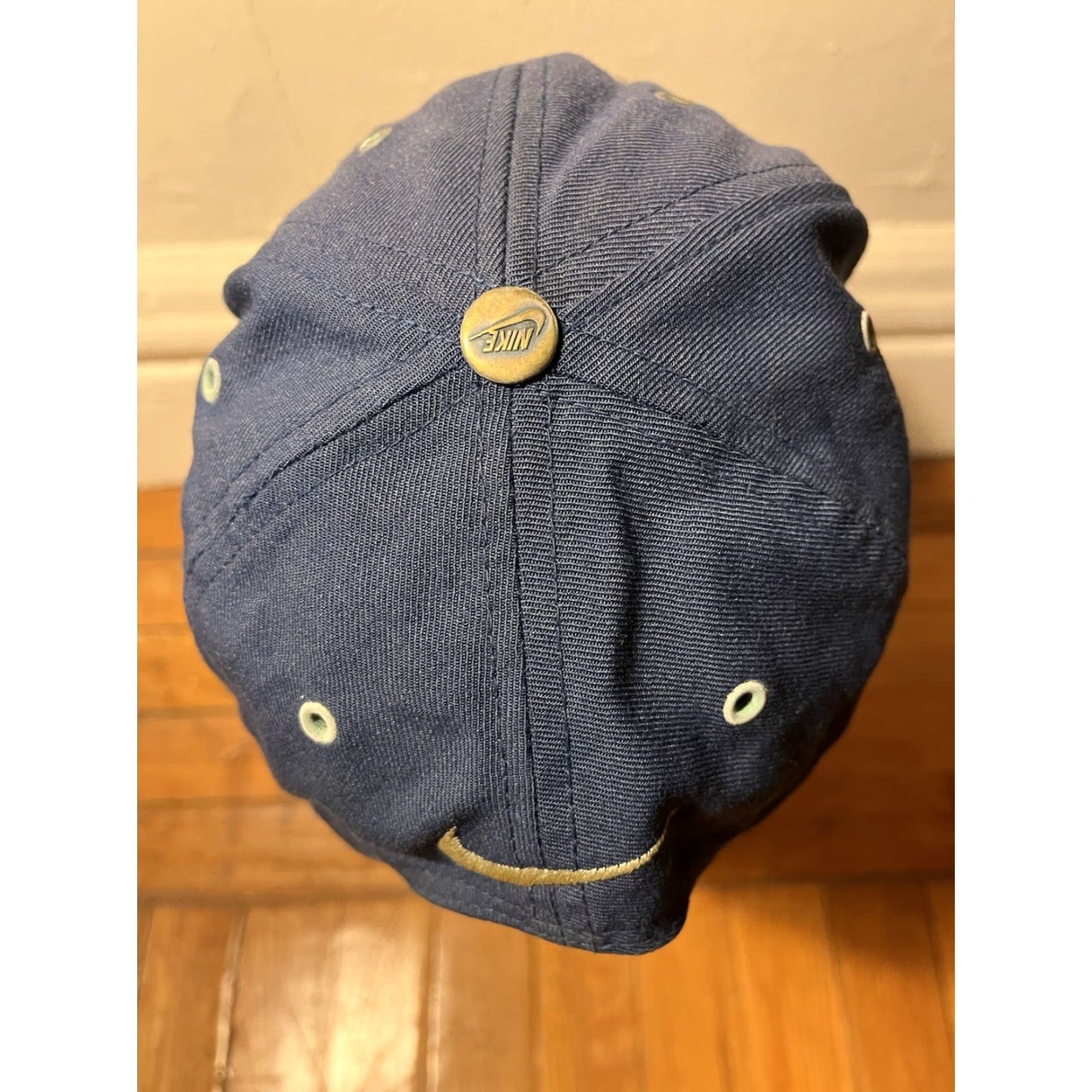 Nike VINTAGE Nike Spell Out Center Swoosh Logo Snapback Hat Blue 90s Size ONE SIZE - 6 Thumbnail