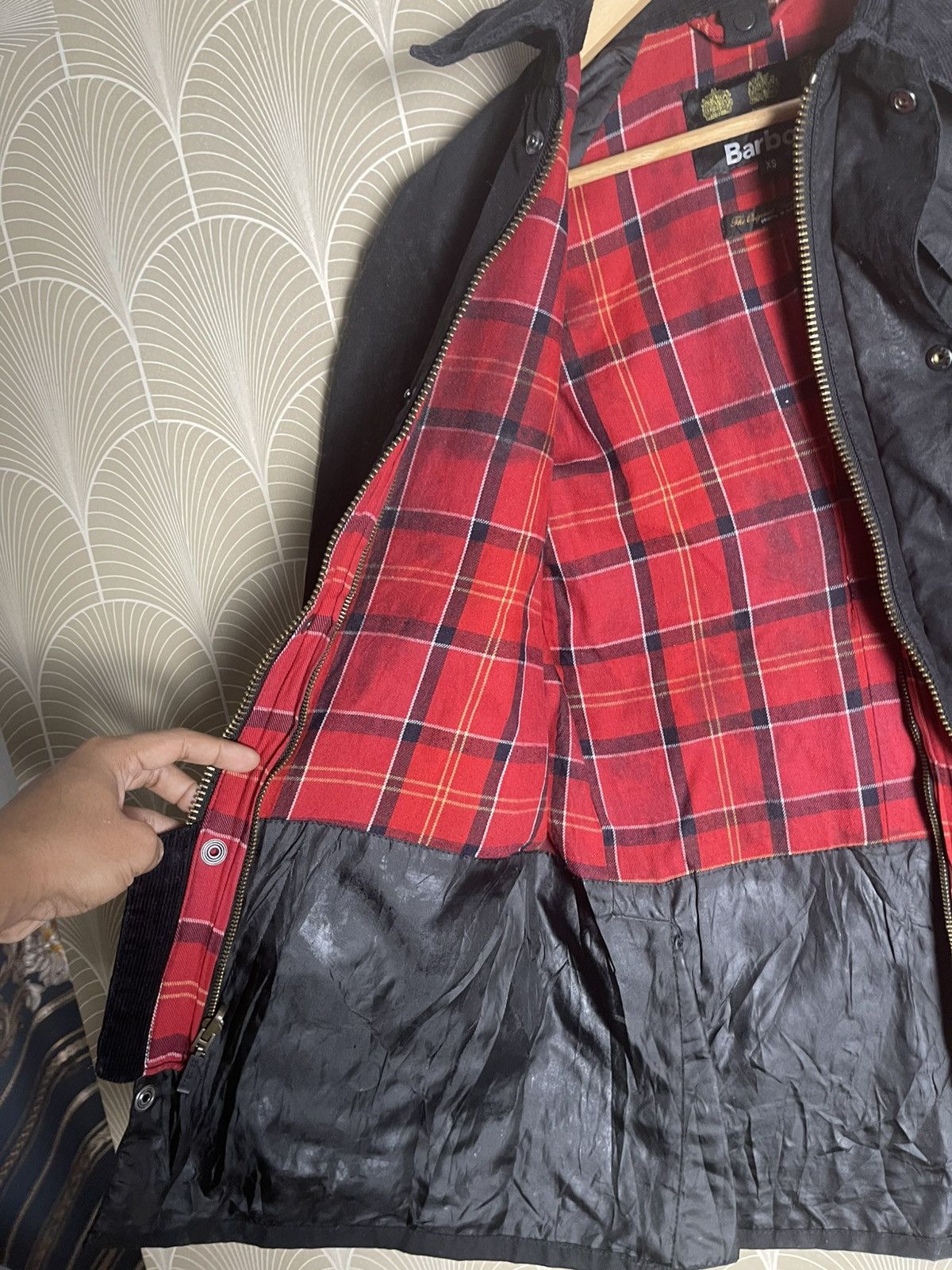 Barbour VINTAGE BARBOUR ASHBY WAXED JACKET TARTAN LINEN RARE Size US XS / EU 42 / 0 - 16 Thumbnail