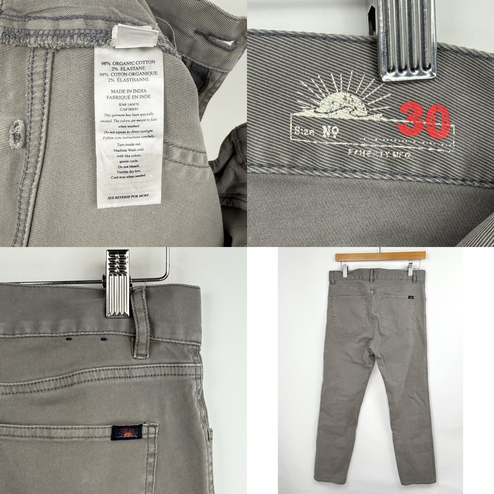 Faherty Faherty Pants Mens 30 Gray Comfort Twill 5 Pocket Casual Chino Comfort Size US 30 / EU 46 - 8 Thumbnail