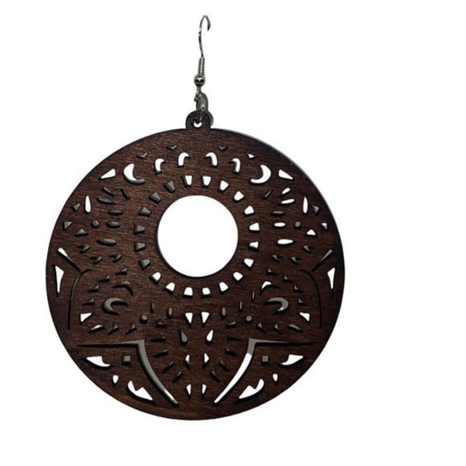 Other NWT Brown Wood Perforated Laser-Cut Out Dangle Earrings Size ONE SIZE - 2 Thumbnail