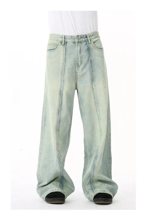 Hypebeast × Japanese Brand Light blue straight wide-leg loose washed jeans trend Size US 32 / EU 48 - 4 Thumbnail