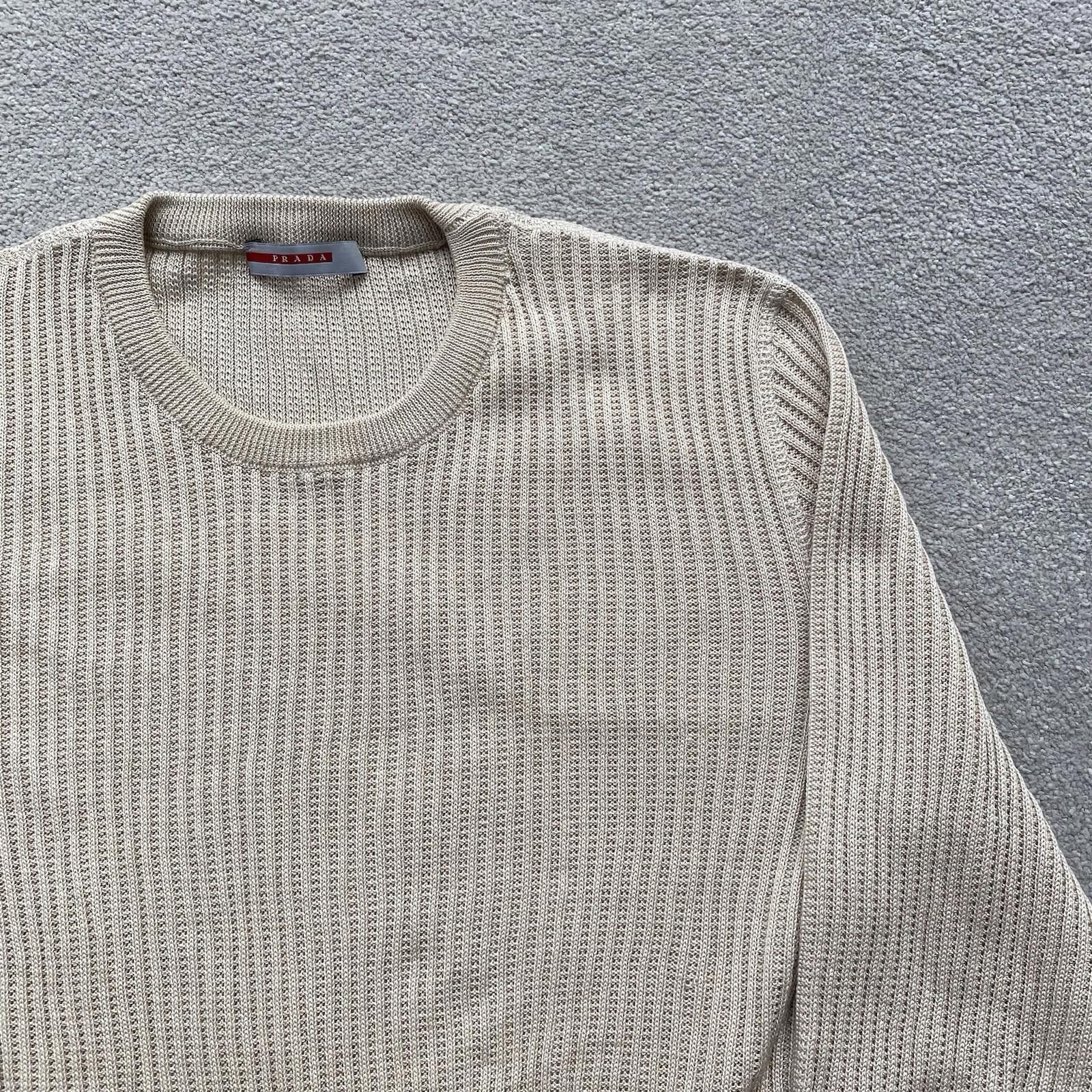 Prada Prada Men’s Ribbed Cotton Crewneck Size 52 Cream Size US M / EU 48-50 / 2 - 2 Thumbnail