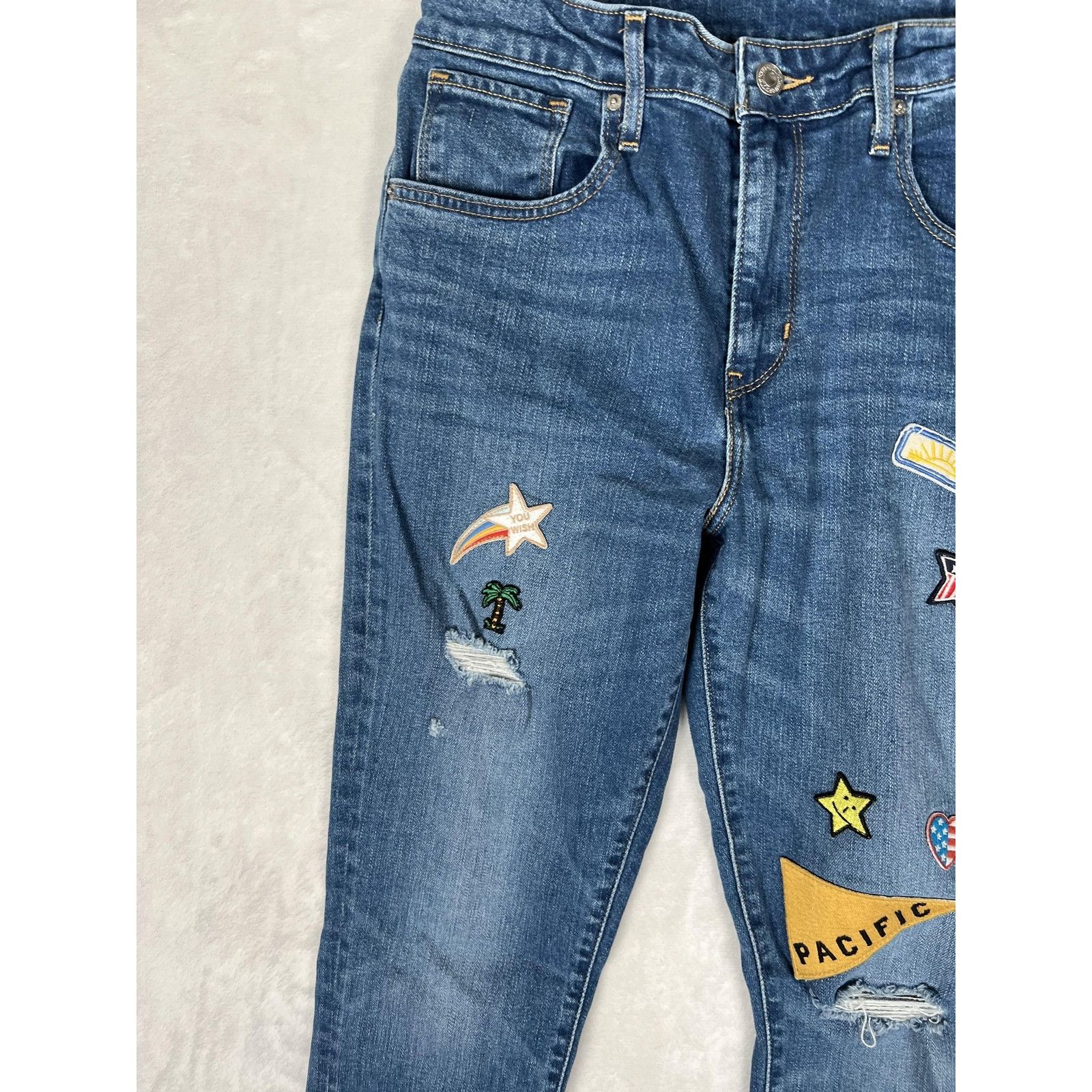 Levi's Levi's Jeans Women's 31 Blue Skinny Distressed Patchwork Den Size 31" - 3 Thumbnail