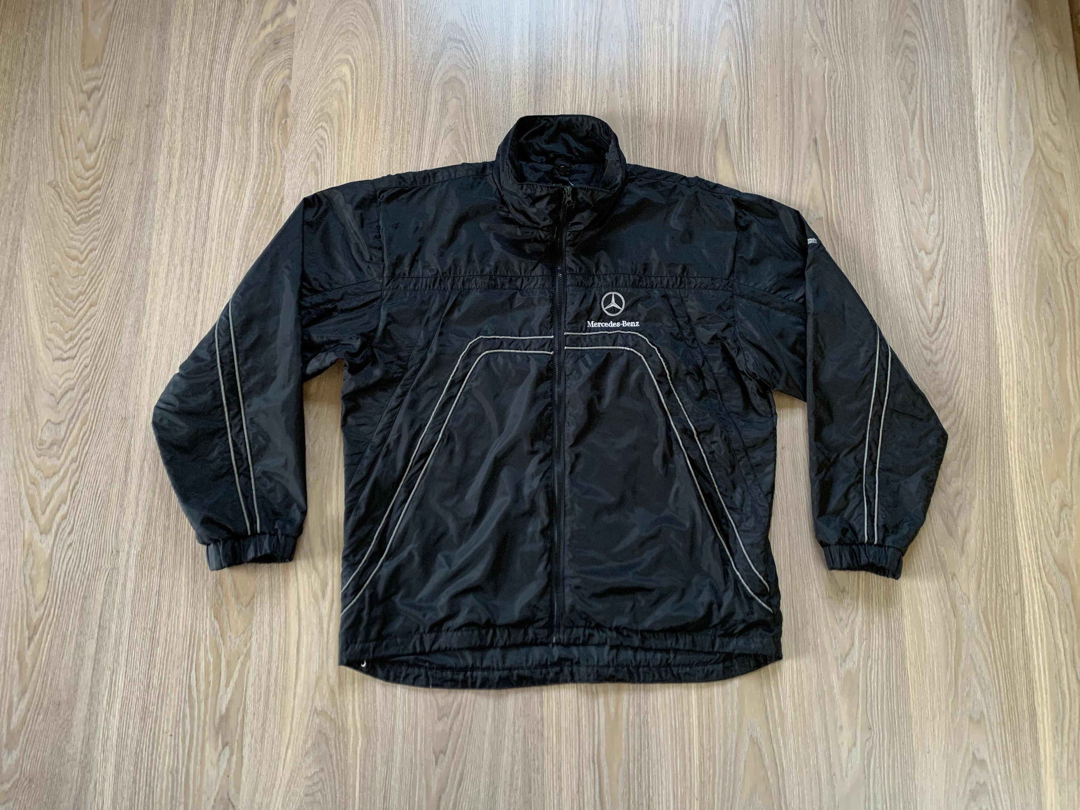 Image of Mercedes Benz Windbreaker Nylon Jacket in Black, Men's (Size 2XL)