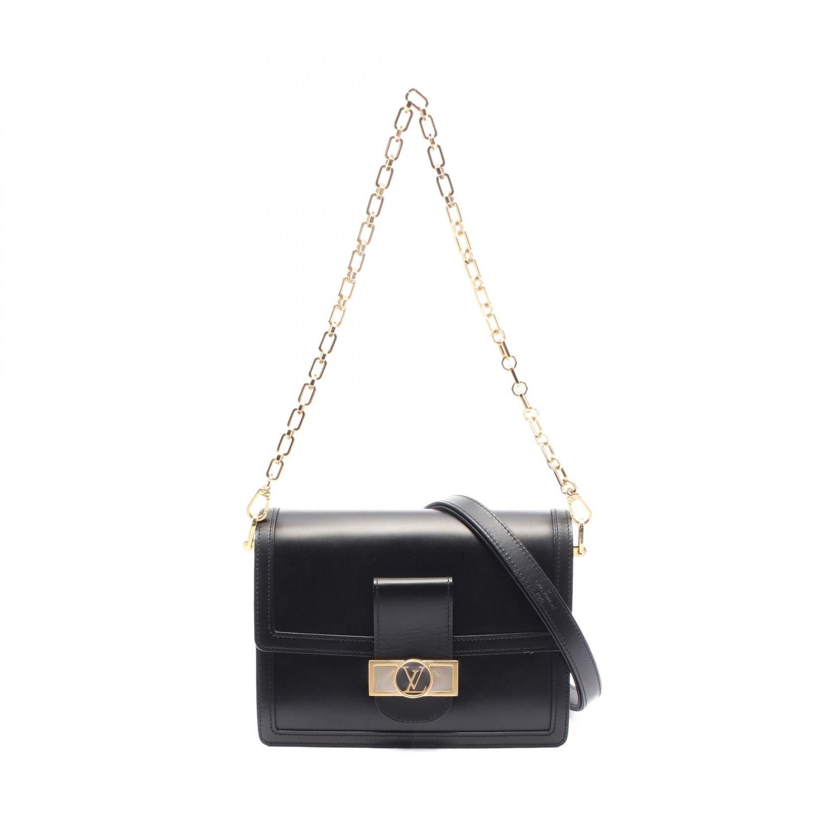 Louis Vuitton Dauphine Mm Lv Lock Noir Chain Shoulder Bag Leather Black, Women's
