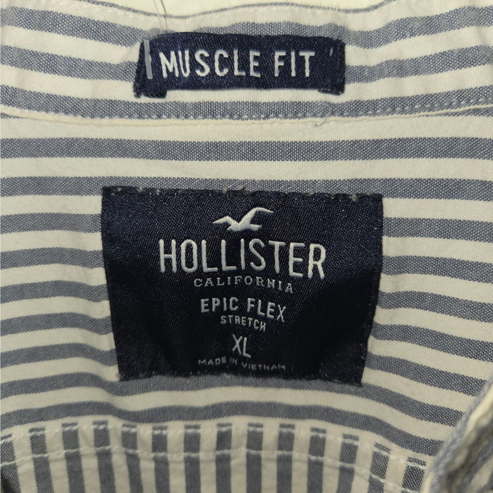 Hollister Hollister Muscle Fit Button Up Shirt - XL - Navy/White Size US XL / EU 56 / 4 - 8 Thumbnail