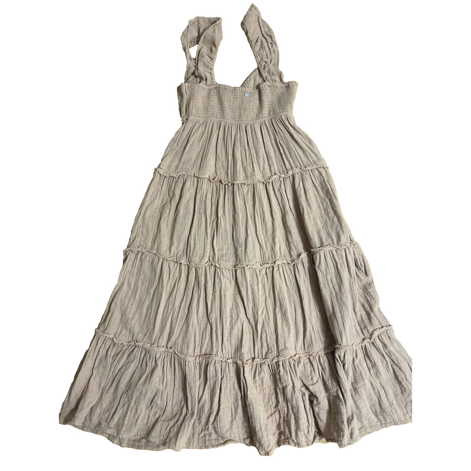 Robyn Lynch Roxy Palmy Cotton Gauze Midi Dress Taupe Medium A01896 Size M / US 6-8 / IT 42-44 - 8 Thumbnail