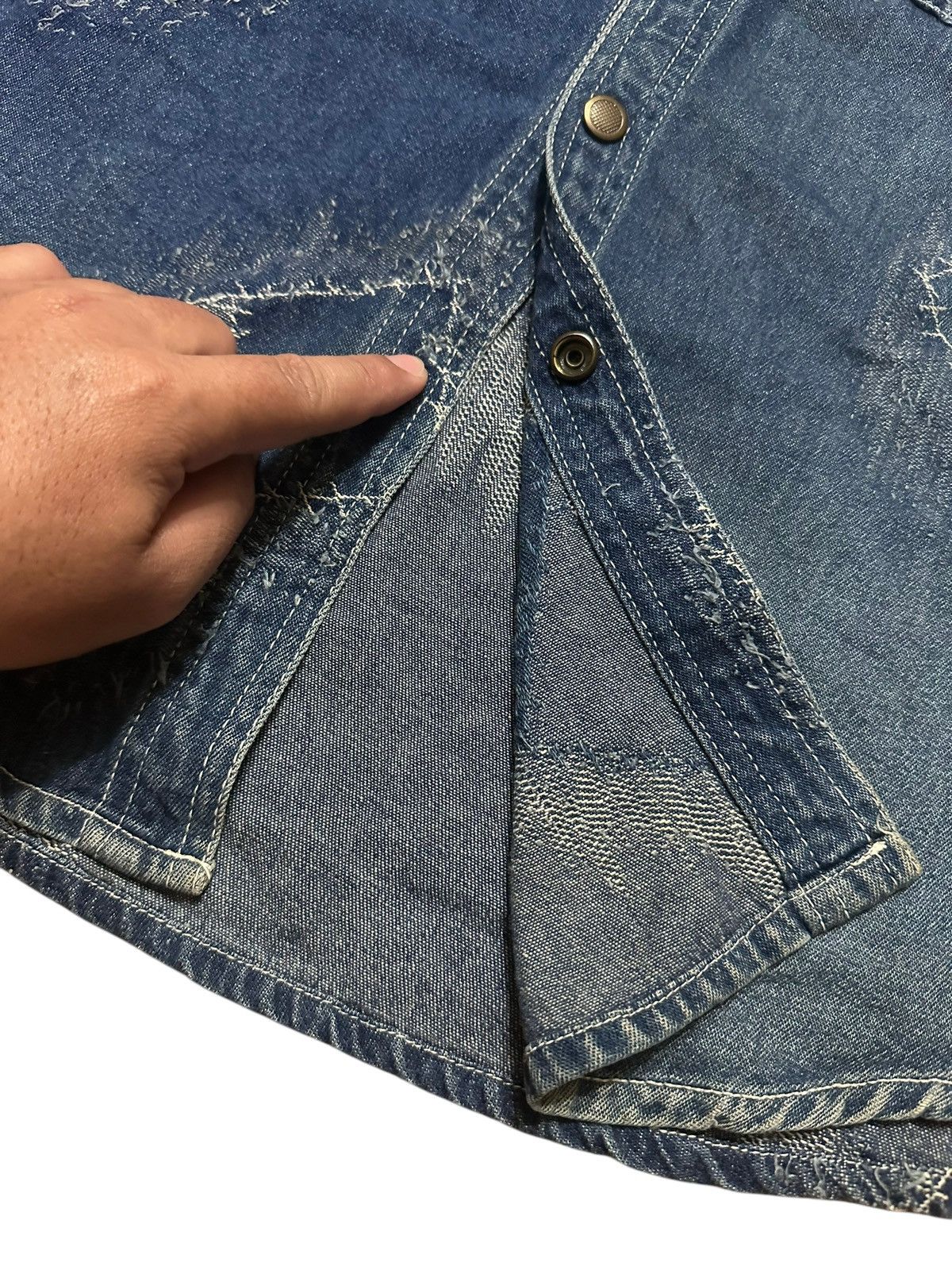 Japanese Brand × Vintage RARE ‼️ Denim Japan Ripped Handmade Long Shirts Hoodie Size US M / EU 48-50 / 2 - 8 Thumbnail