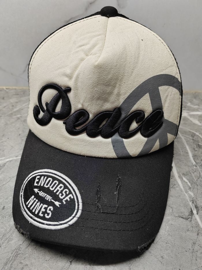 Japanese Brand Vintage Peace Distressed Style Cap Hat Size ONE SIZE - 1 Thumbnail
