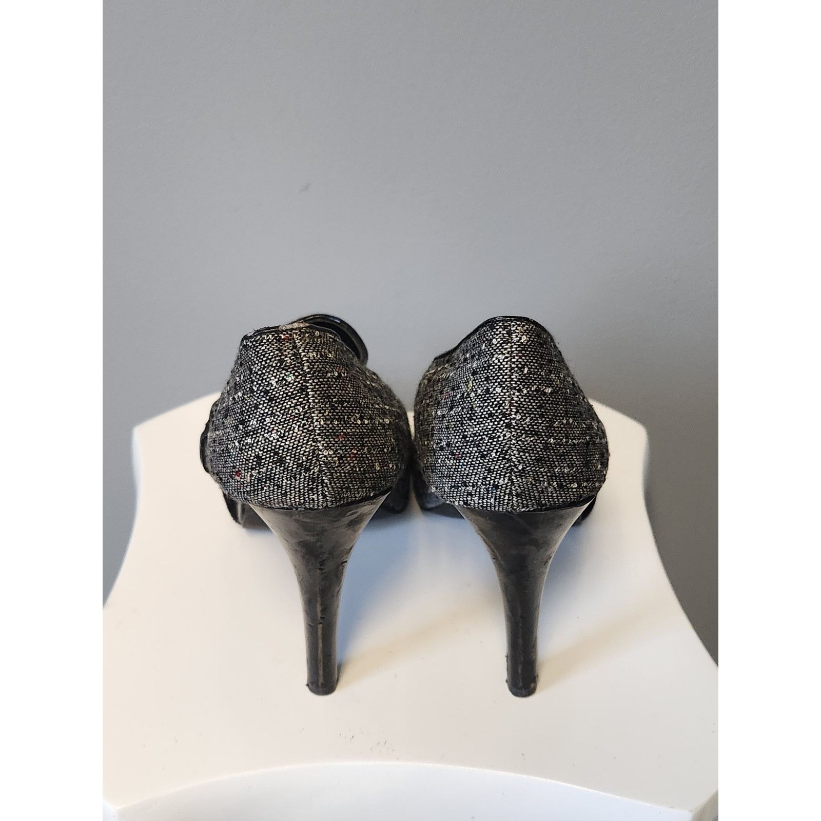 Other NWOT Qupid Tweed Black White Peep Toe & Side High Heels 11 Size US 11 / IT 41 - 3 Thumbnail
