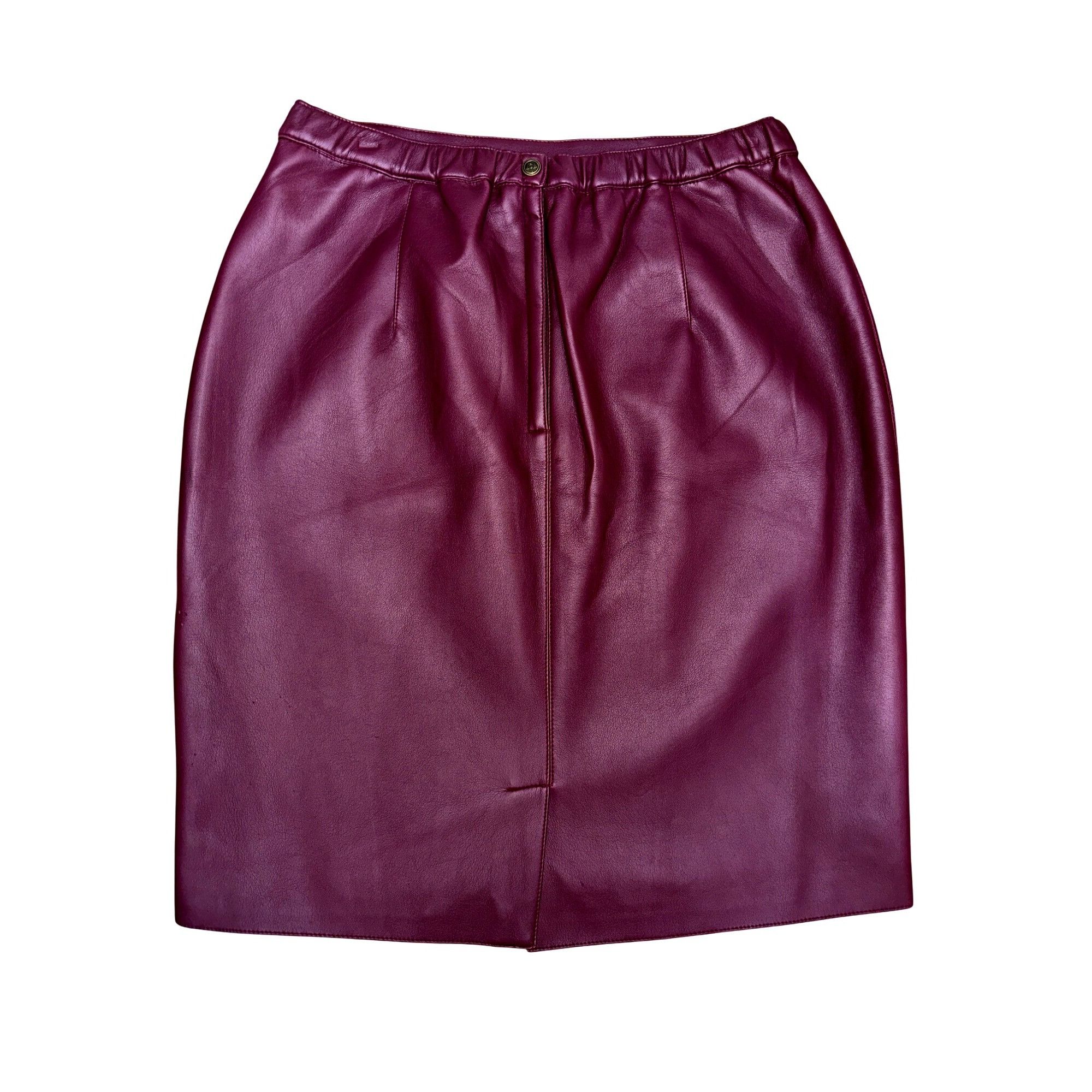 Other CCC Vintage Burgundy Faux Leather Pencil Skirt Decorative Bu Size 34" / US 12 / IT 48 - 2 Thumbnail