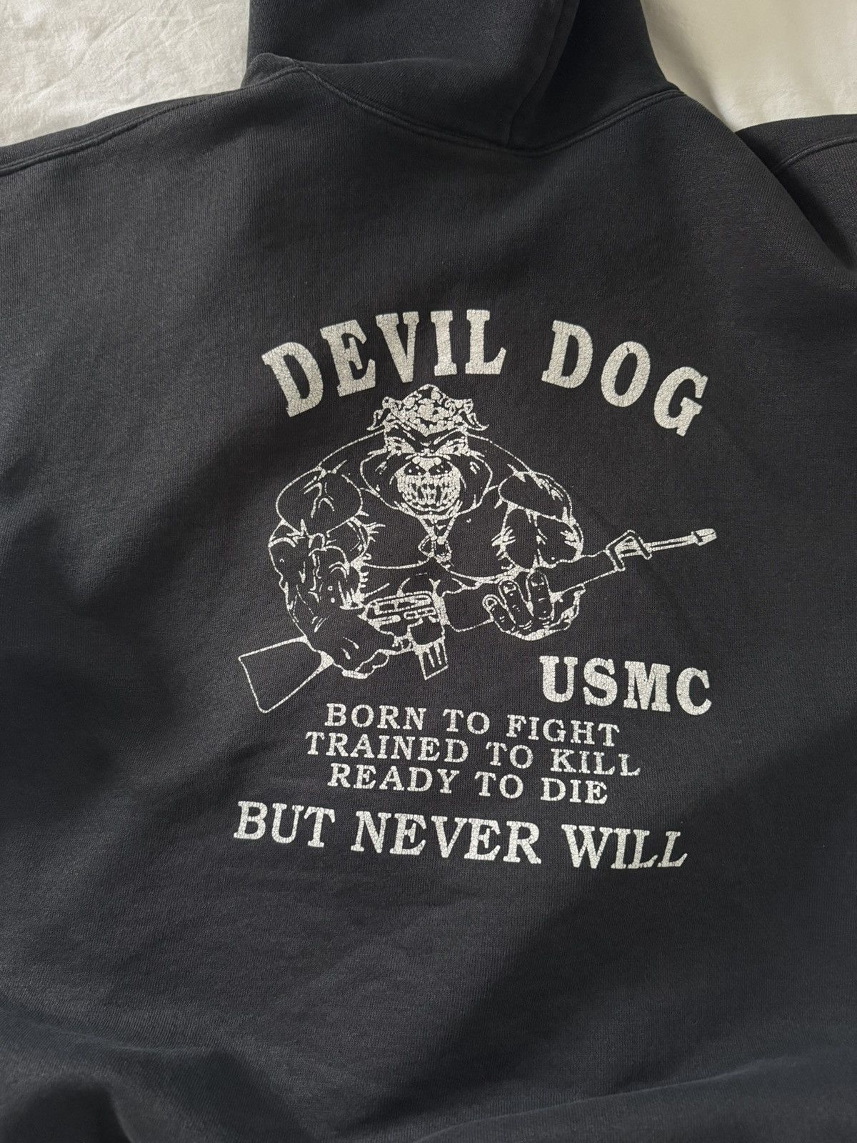 Vintage Vintage USMC Devil Dog Distressed Sunfaded thrashed hoodie Size US M / EU 48-50 / 2 - 4 Thumbnail