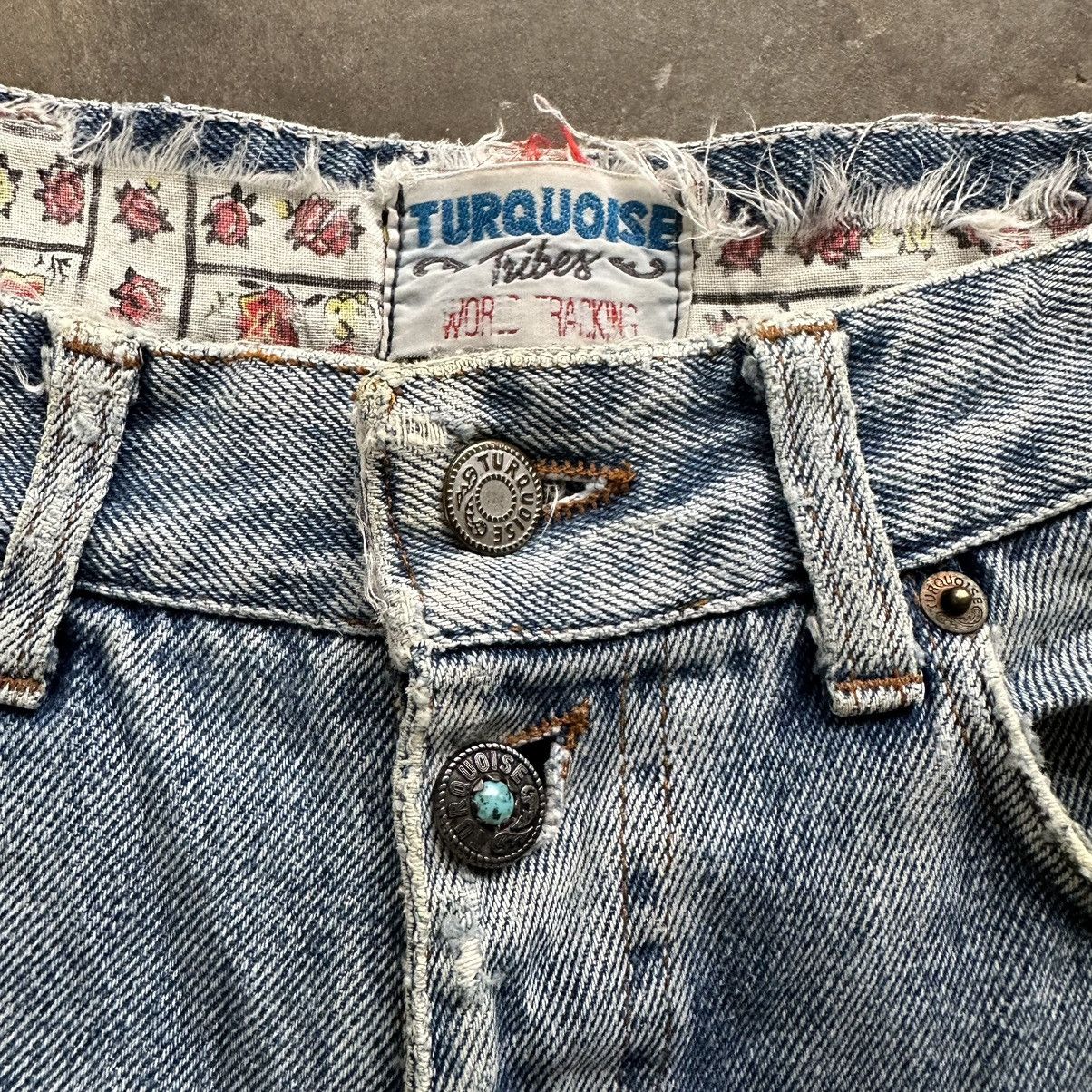 Japanese Brand W29 Vintage Turquoise Distressed Faded Denim Jean Pant Size US 29 - 6 Thumbnail