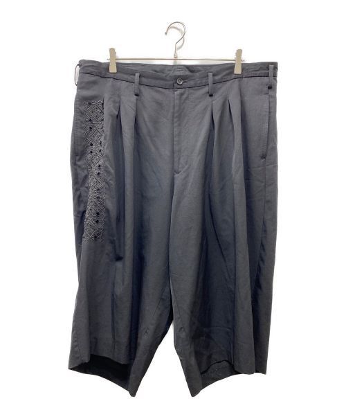 image of Yohji Yamamoto Pour Homme Cutout Tucked Wide Pants in Black, Men's (Size 39)