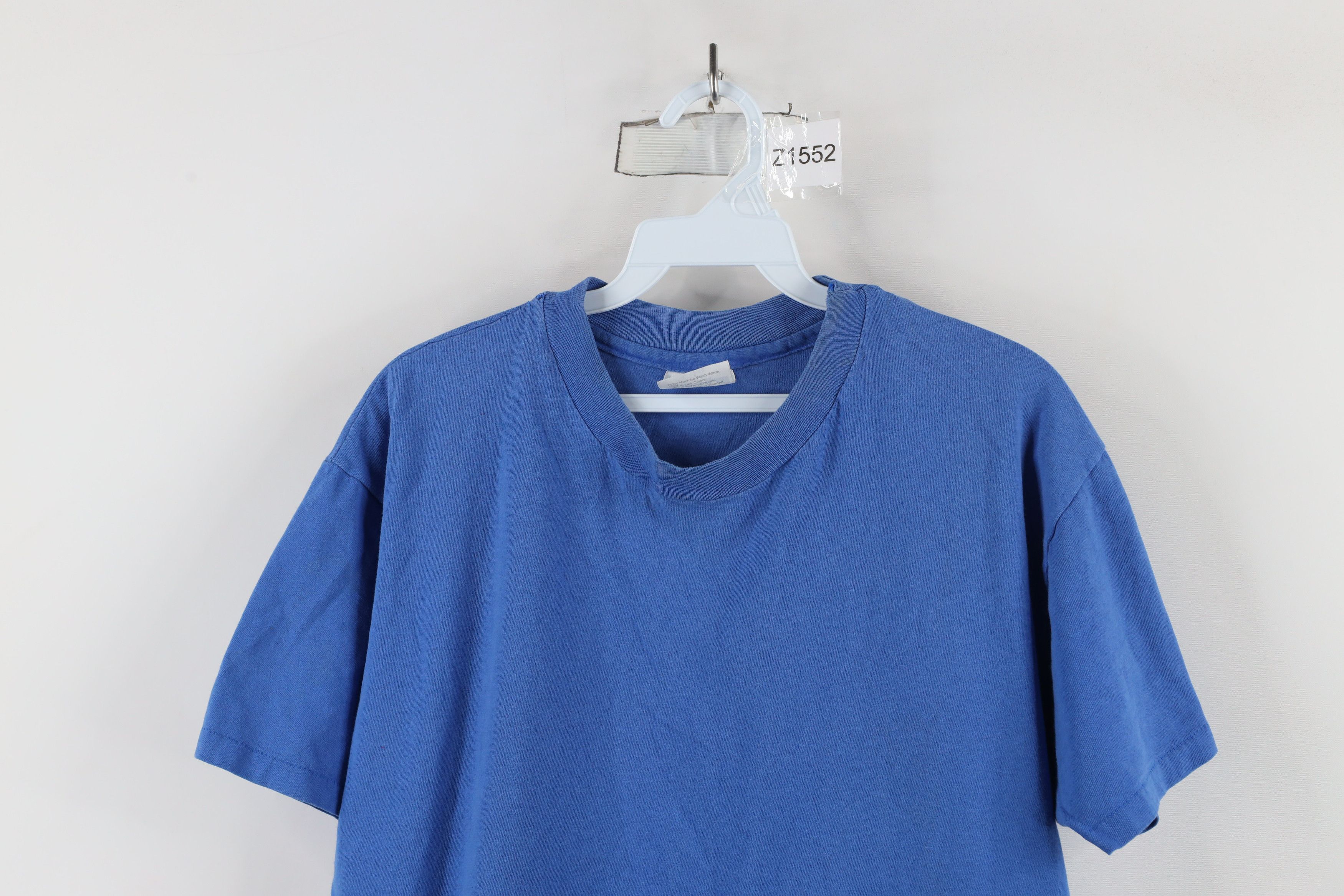 Hanes × Vintage Vintage 80s 90s Hanes Beefy Blank Cotton T-Shirt Blue USA Size US L / EU 52-54 / 3 - 2 Thumbnail