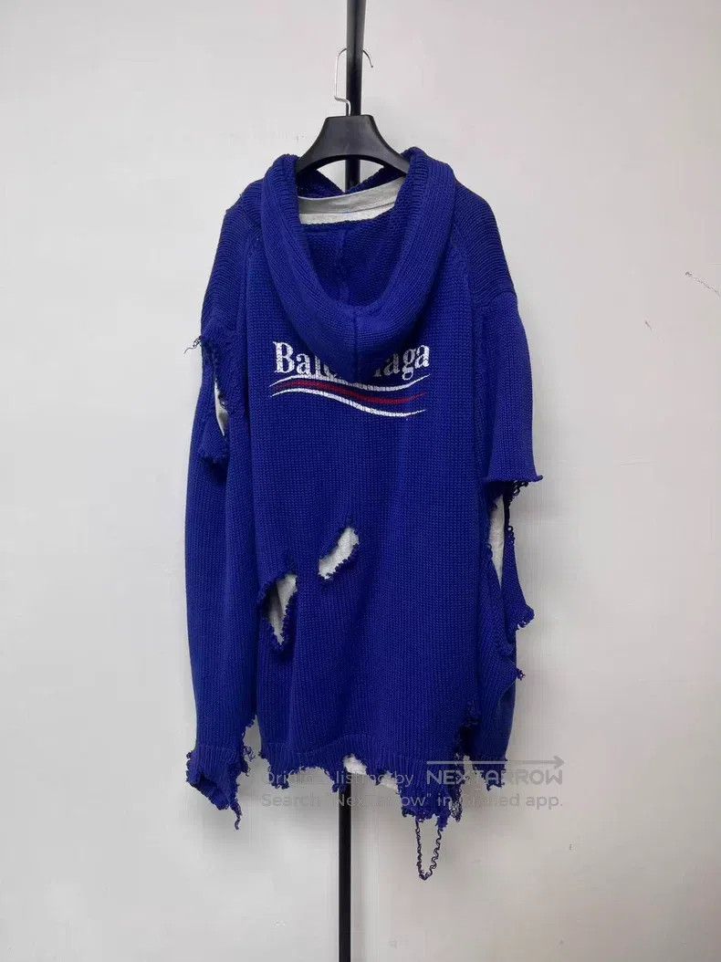 Balenciaga Balenciaga Classic Logo Alphabet Embroidered Ripped Hooded Size US M / EU 48-50 / 2 - 2 Thumbnail