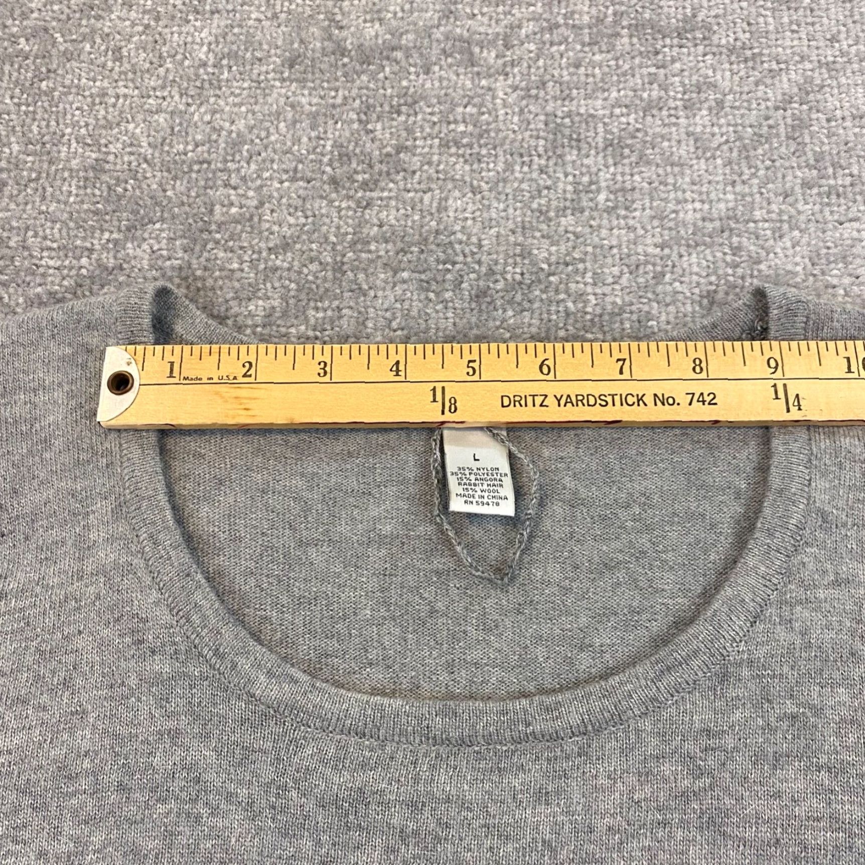 Vintage Marina Luna Sweater Women Large Gray Angora Wool Blend Knit Pullover Crew Neck Long Sleeve Womens Size L / US 10 / IT 46 - 5 Thumbnail