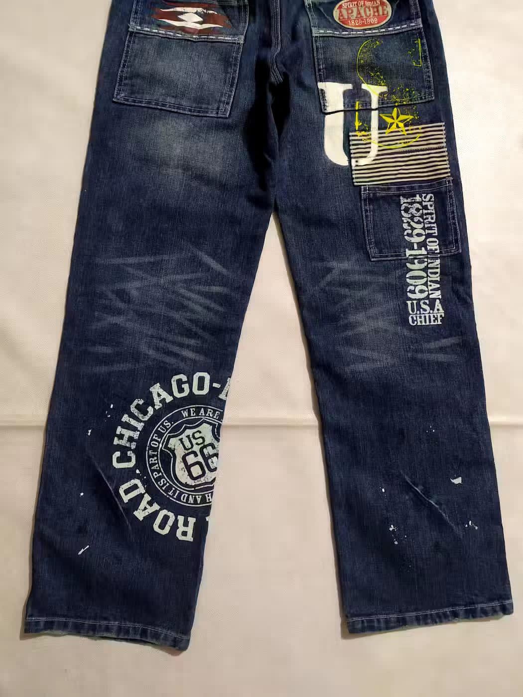 Other Japanese Double Knee Denim Patchwork Distressed Painter Size US 31 - 16 Thumbnail