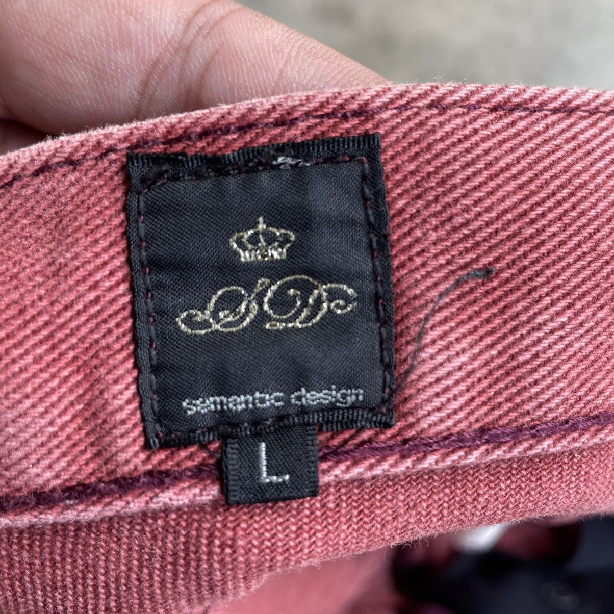 semanticdesign 🔥🇯🇵Semantic Design Emo Rock Gothic Bikers Maroon Denim Jeans Size US 33 - 12 Thumbnail