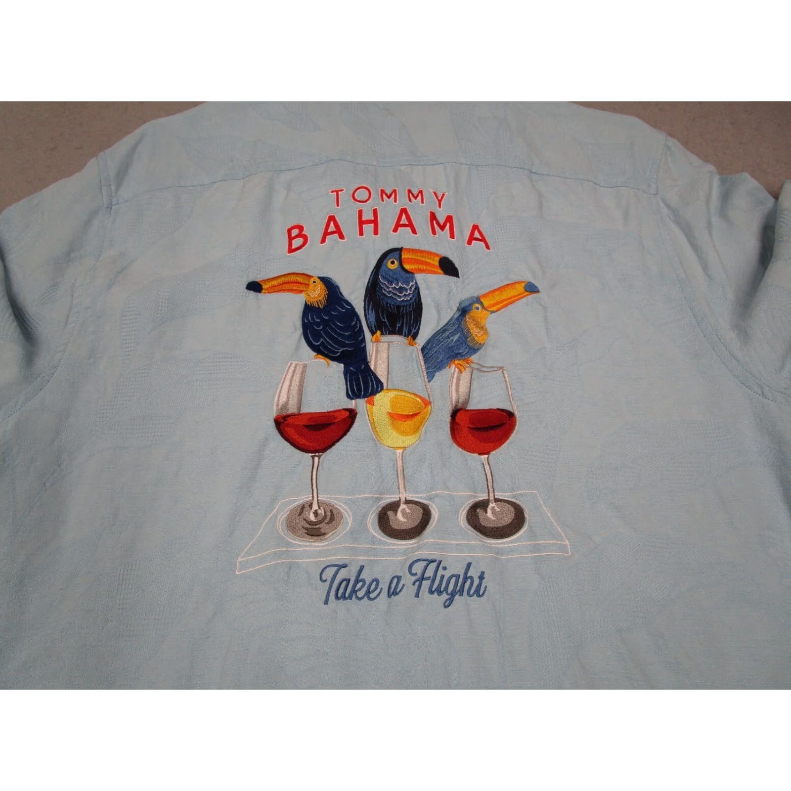 Tommy Bahama Tommy Bahama Shirt Mens Medium Blue Silk Button Up Take a Flight Toucans Tiki Size US M / EU 48-50 / 2 - 6 Thumbnail