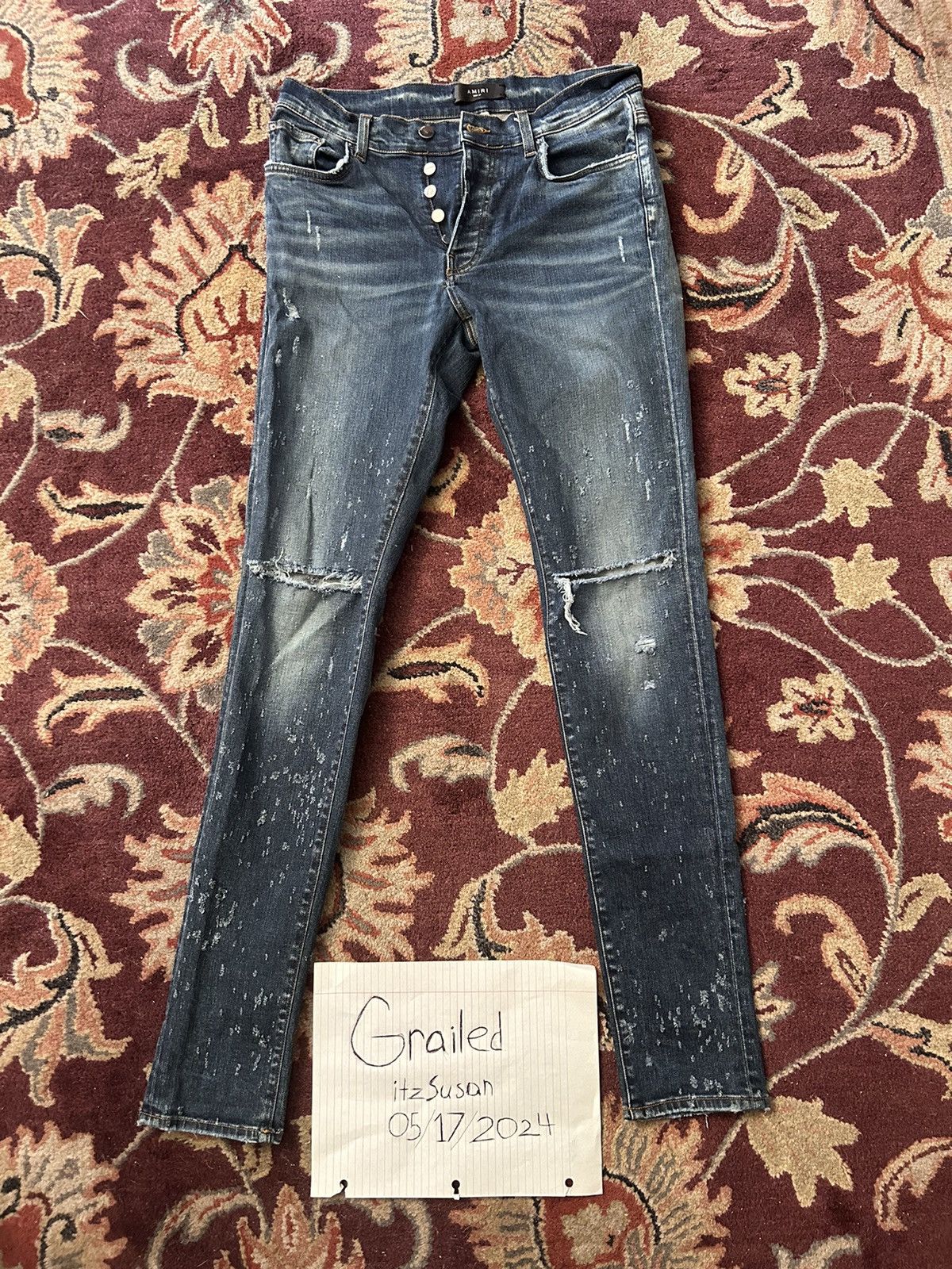 image of Amiri Shotgun Jeans Size 33 in Blue, Men's