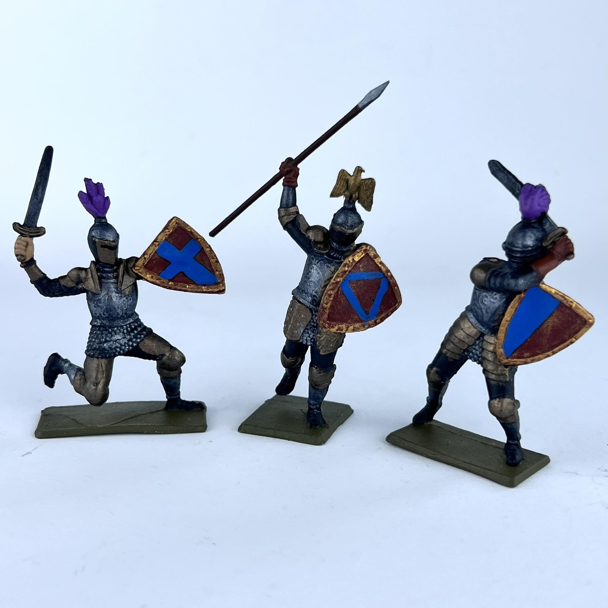 Vintage Soviet Plastic Toy Set of 5 Soldiers Knights