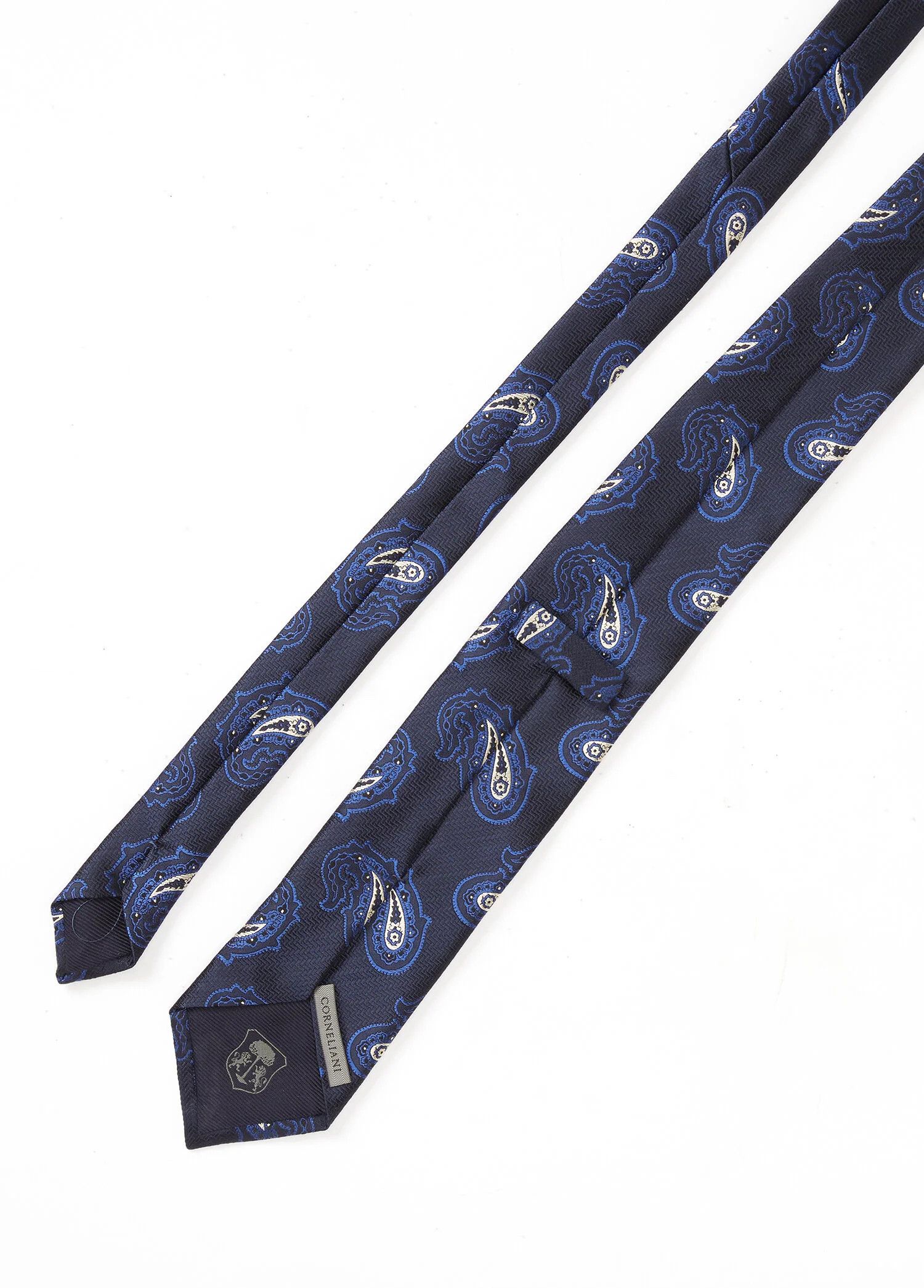 Corneliani CORNELIANI navy blue paisley motif woven silk tie Italy Size ONE SIZE - 2 Thumbnail